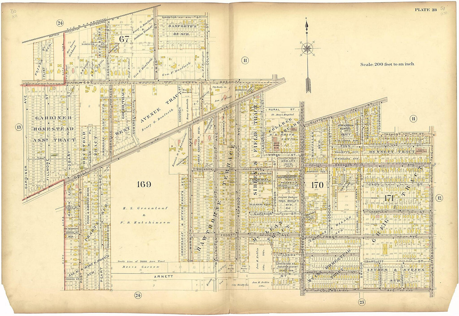 This old map of Plate 23 from Plat Book of the City of Rochester, New York from 1900 was created by  J.M. Lathrop &amp; Co in 1900