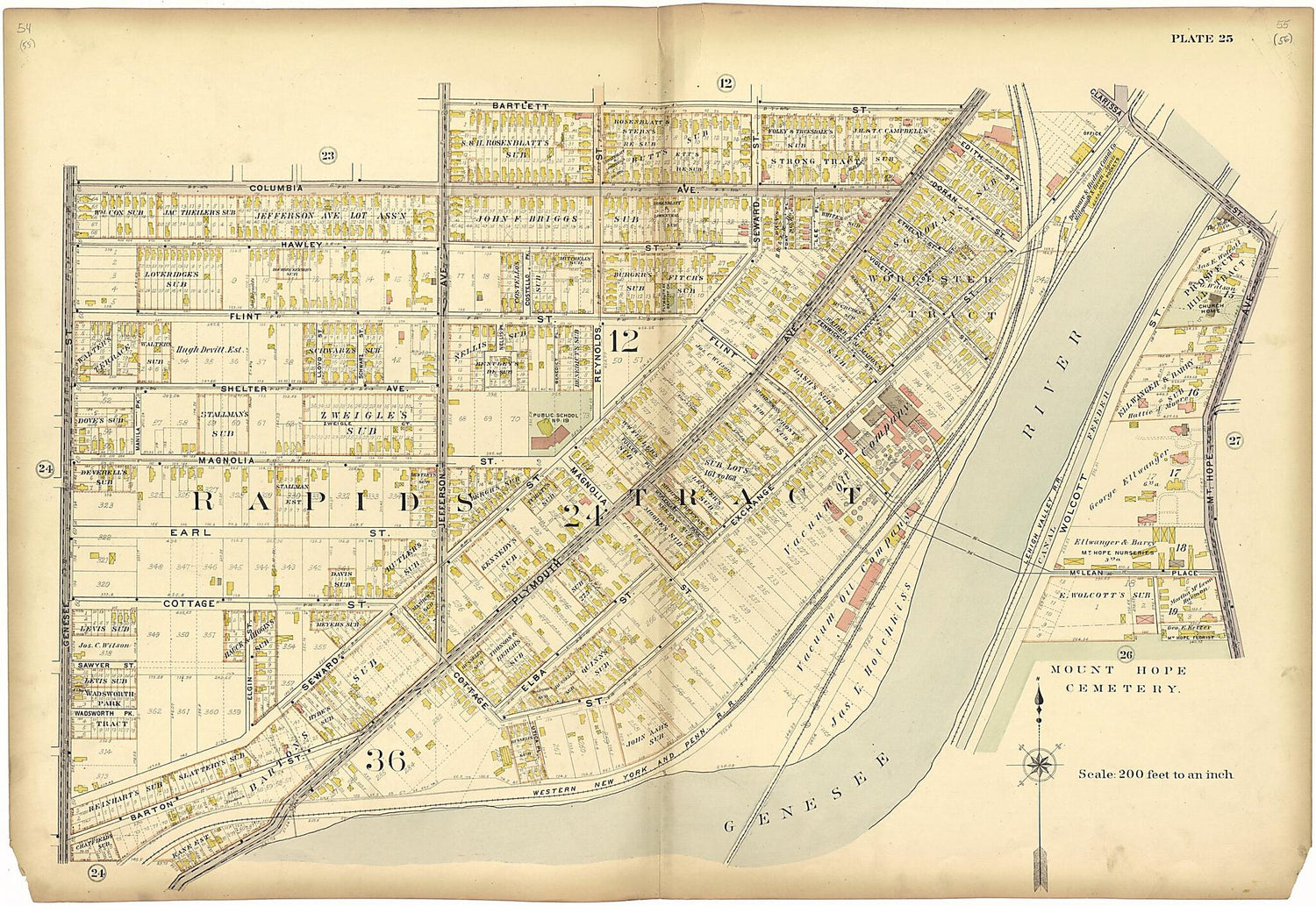 This old map of Plate 25 from Plat Book of the City of Rochester, New York from 1900 was created by  J.M. Lathrop &amp; Co in 1900