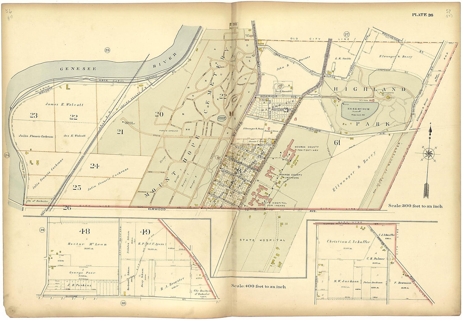 This old map of Plate 26 from Plat Book of the City of Rochester, New York from 1900 was created by  J.M. Lathrop &amp; Co in 1900