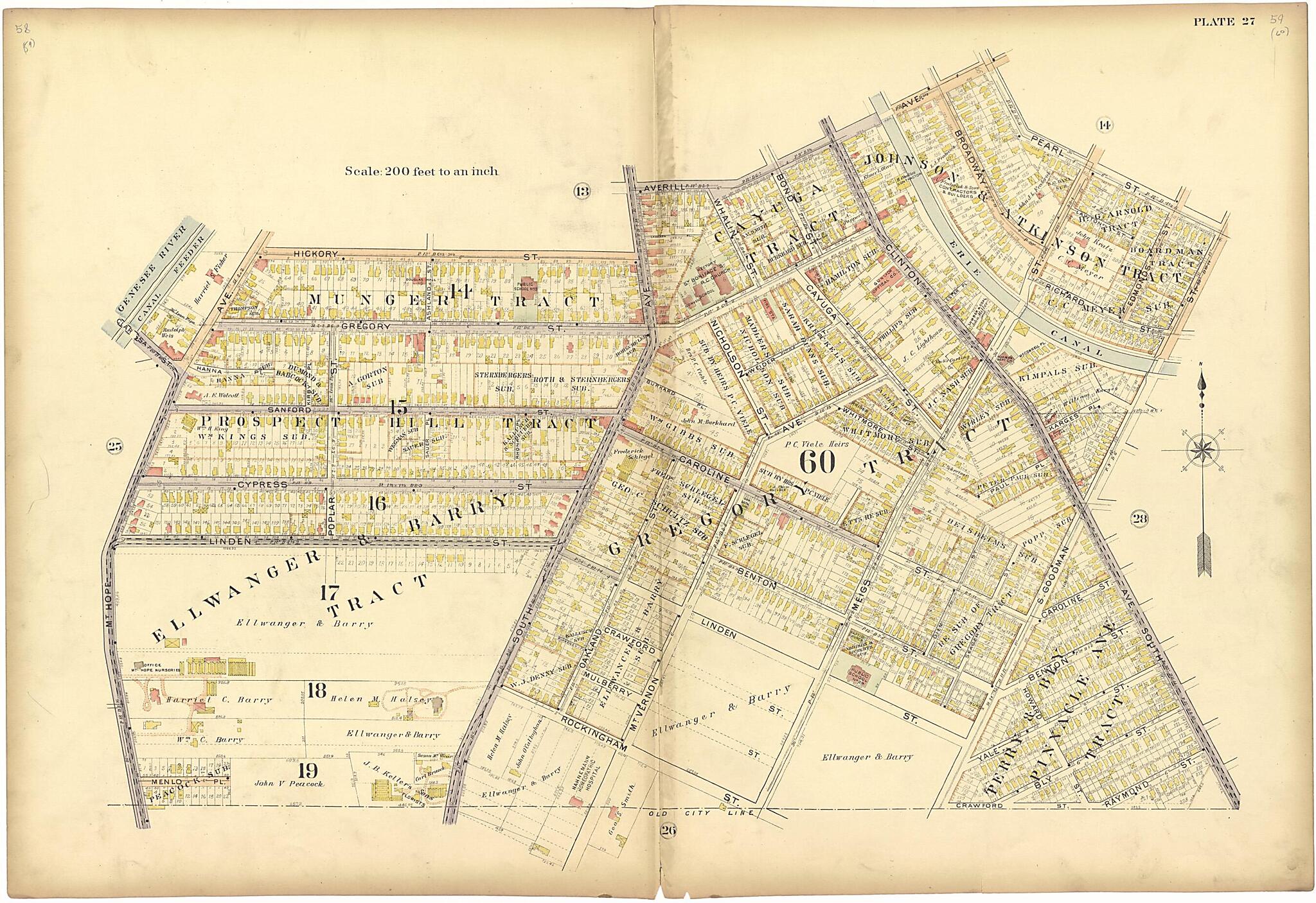 This old map of Plate 27 from Plat Book of the City of Rochester, New York from 1900 was created by  J.M. Lathrop &amp; Co in 1900