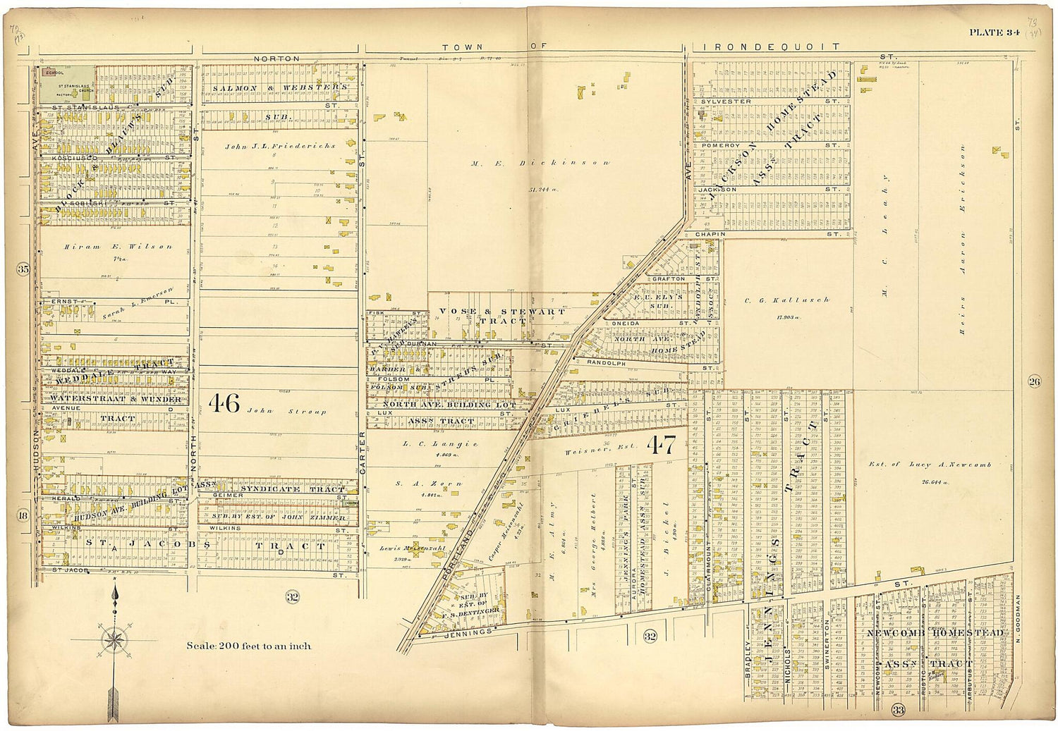 This old map of Plate 34 from Plat Book of the City of Rochester, New York from 1900 was created by  J.M. Lathrop &amp; Co in 1900