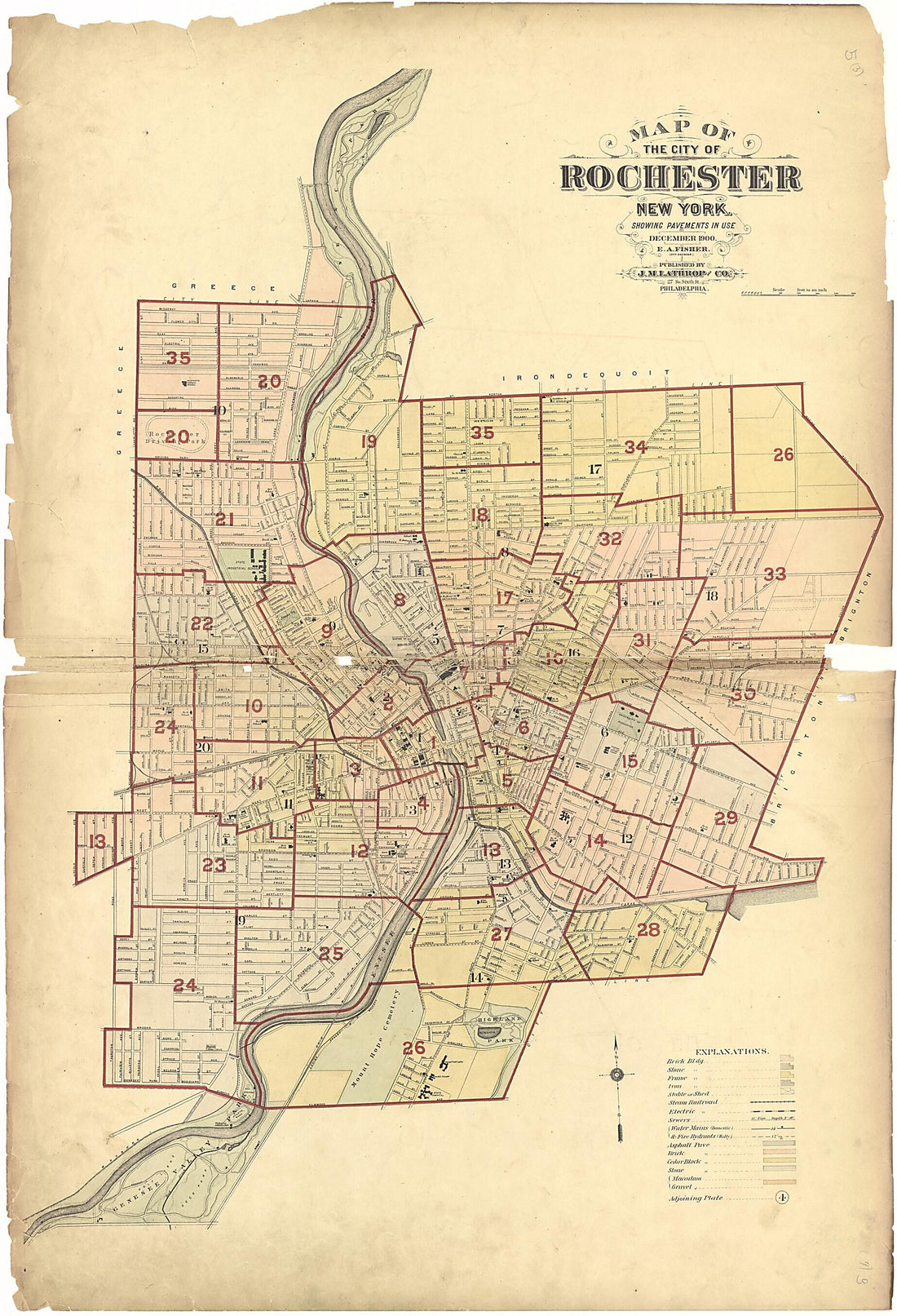 This old map of Map of the City of Rochester, New York from Plat Book of the City of Rochester, New York from 1900 was created by  J.M. Lathrop &amp; Co in 1900