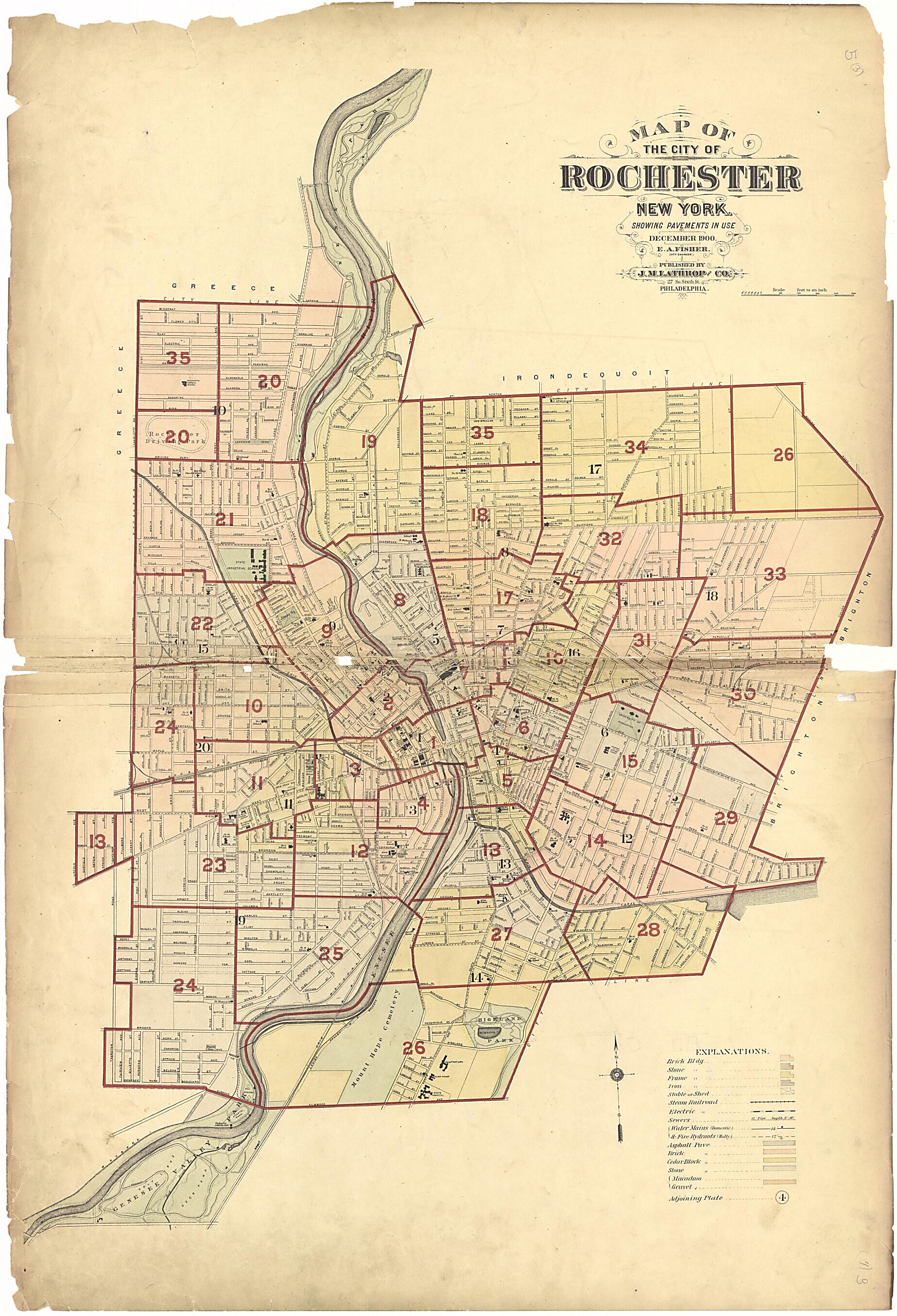 This old map of Map of the City of Rochester, New York from Plat Book of the City of Rochester, New York from 1900 was created by  J.M. Lathrop &amp; Co in 1900