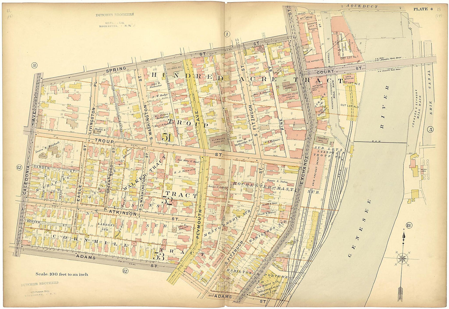 This old map of Plate 4 from Plat Book of the City of Rochester, New York from 1900 was created by  J.M. Lathrop &amp; Co in 1900