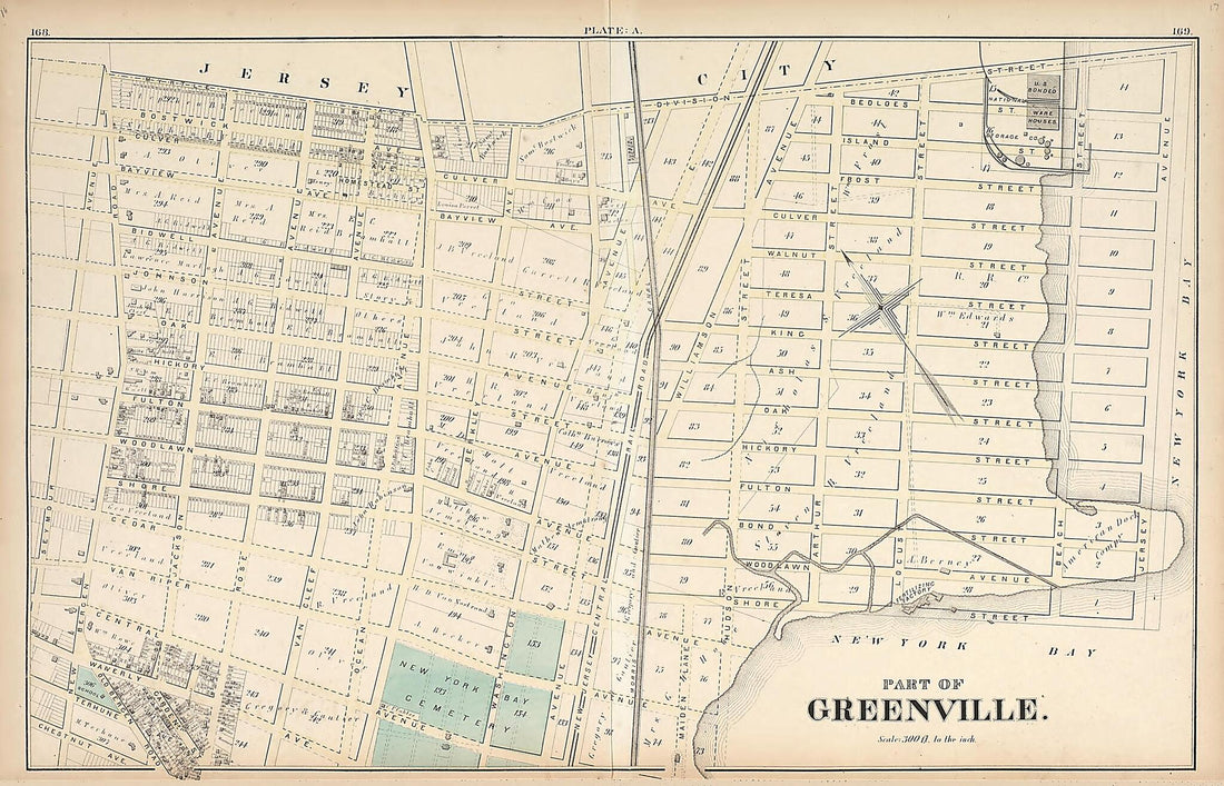 This old map of Greenville - 1 from Atlas of the Late Township of Greenville, and the State of New Jersey from 1873 was created by Griffith Morgan Hopkins in 1873