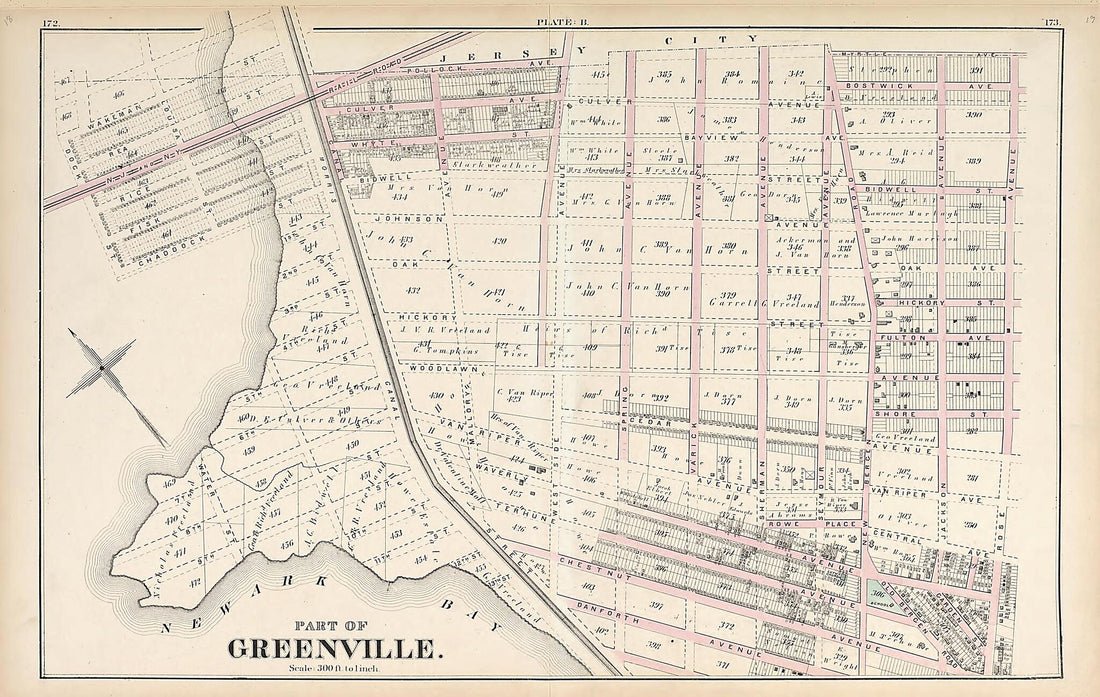 This old map of Greenville - 2 from Atlas of the Late Township of Greenville, and the State of New Jersey from 1873 was created by Griffith Morgan Hopkins in 1873
