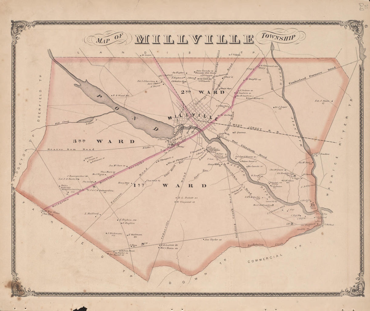 Millville Township from New Historical Atlas of Cumberland Co., New Jersey : 1876 by Relic Map Company