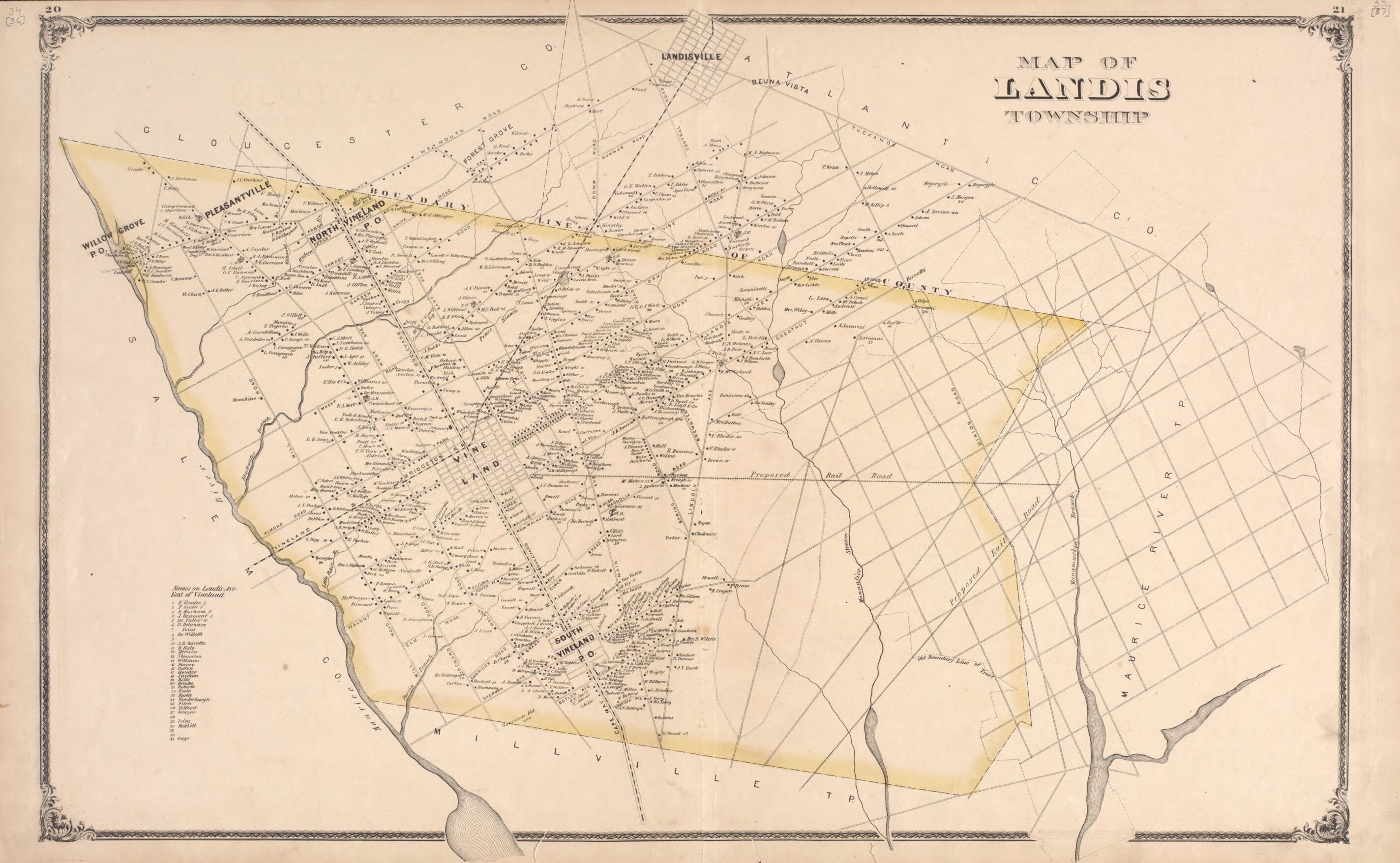 Landis Township from New Historical Atlas of Cumberland Co., New Jersey : 1876 by Relic Map Company