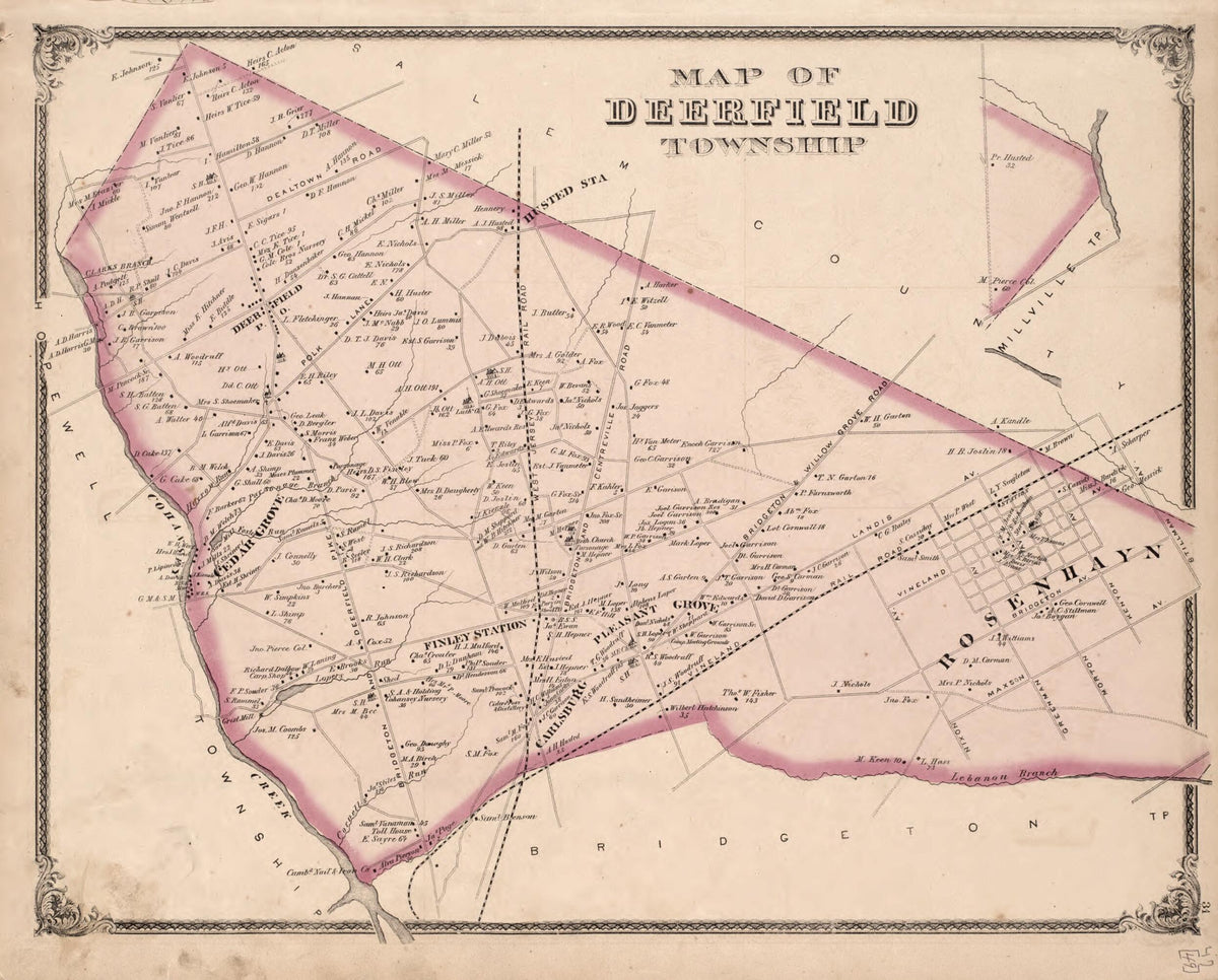 Deerfield Township from New Historical Atlas of Cumberland Co., New Jersey : 1876 by Relic Map Company