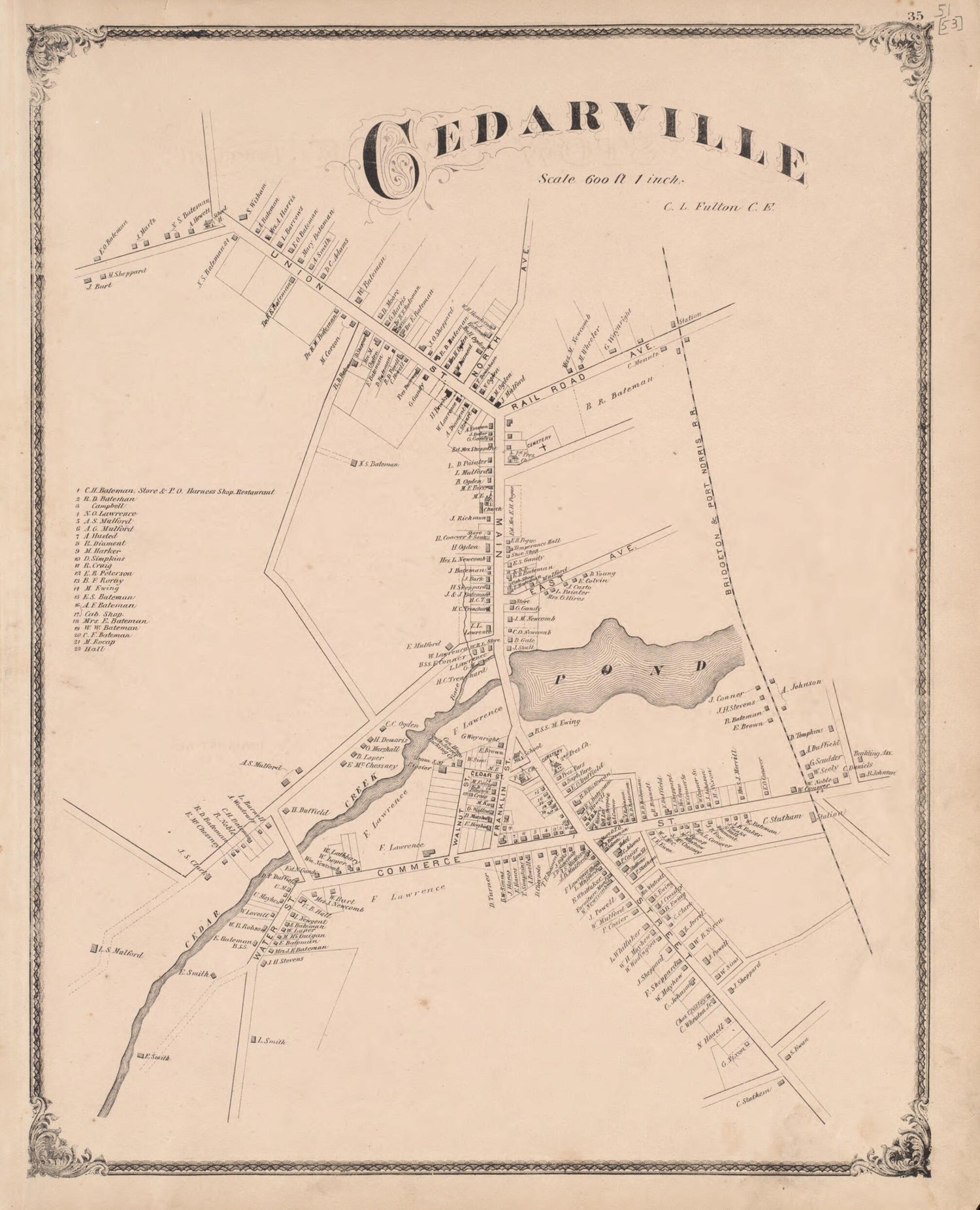 This old map of Cedarville from New Historical Atlas of Cumberland Co., New Jersey : from 1876 was created by D. J. Stewart in 1876