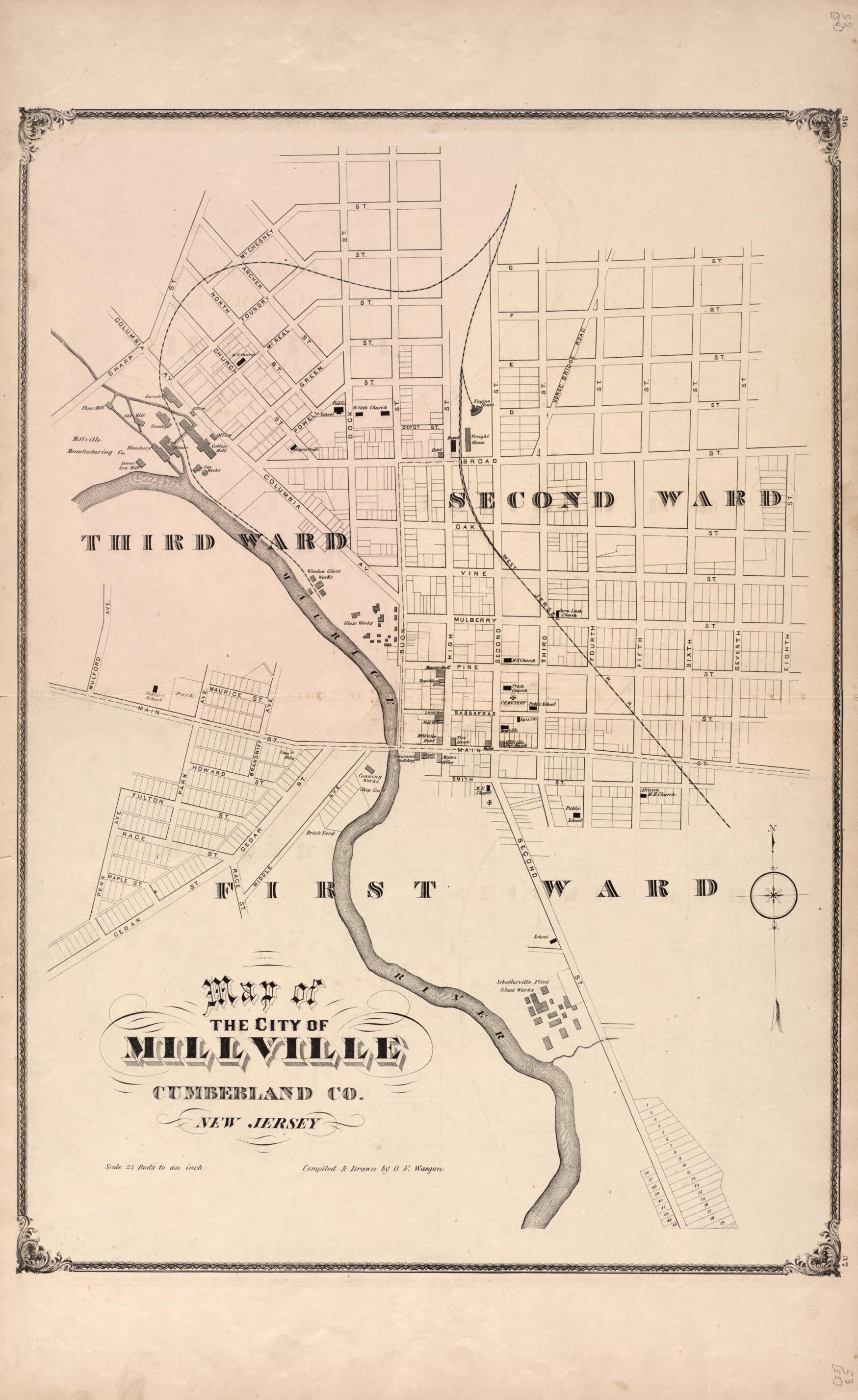 This old map of Millville from New Historical Atlas of Cumberland Co., New Jersey : from 1876 was created by D. J. Stewart in 1876