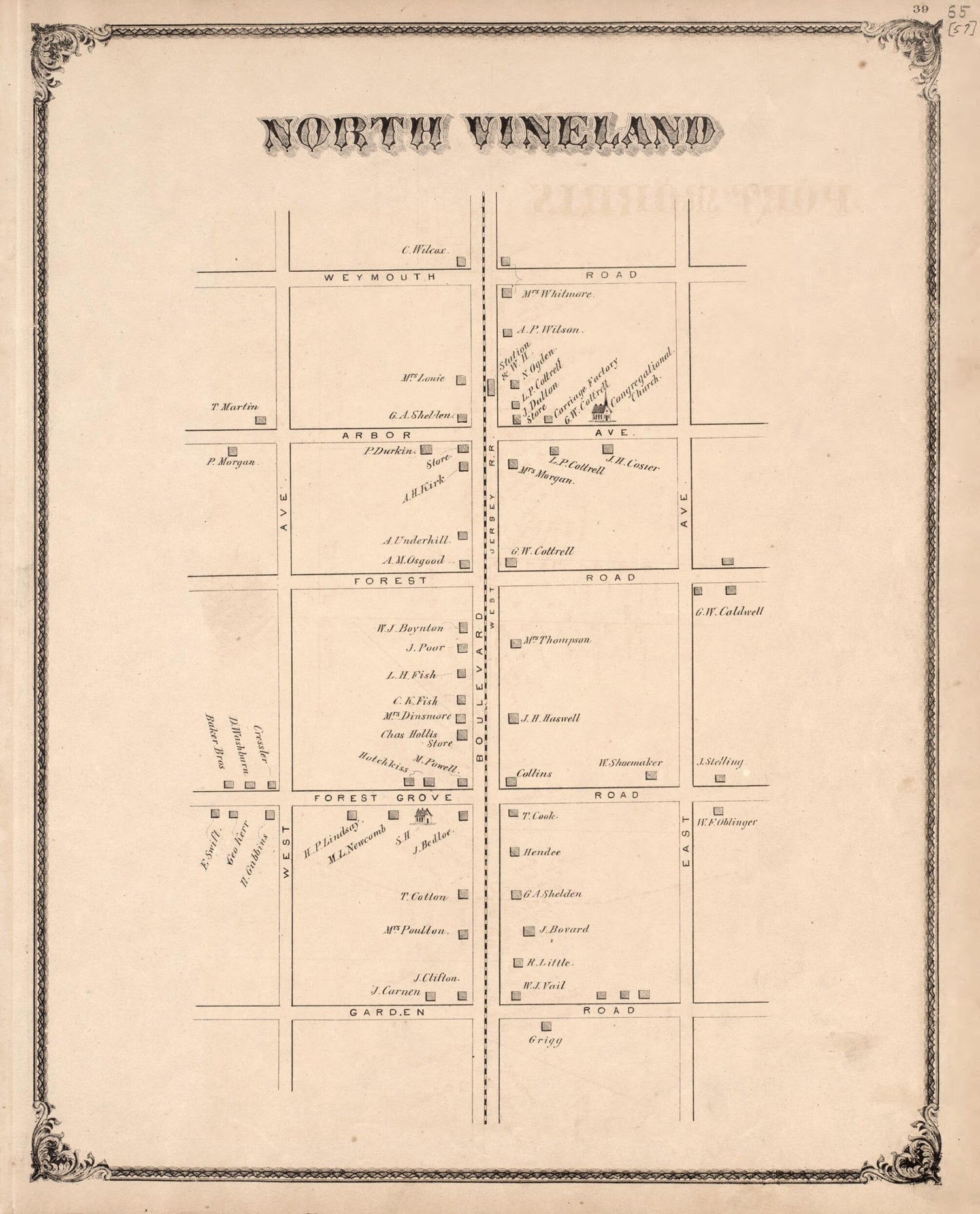 This old map of North Vineland from New Historical Atlas of Cumberland Co., New Jersey : from 1876 was created by D. J. Stewart in 1876