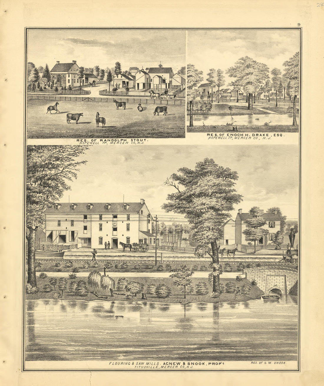 This old map of Residences: Stout &amp; Drake and Flouring &amp; Saw Mills (Acnew &amp; Snook, Prop&