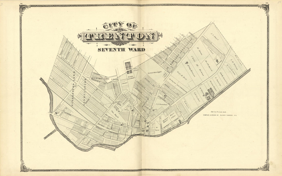 This old map of Map of City Trenton, Seventh Ward from New Historical Atlas of Mercer County, New Jersey : from 1875 was created by Thomas Hunter in 1875