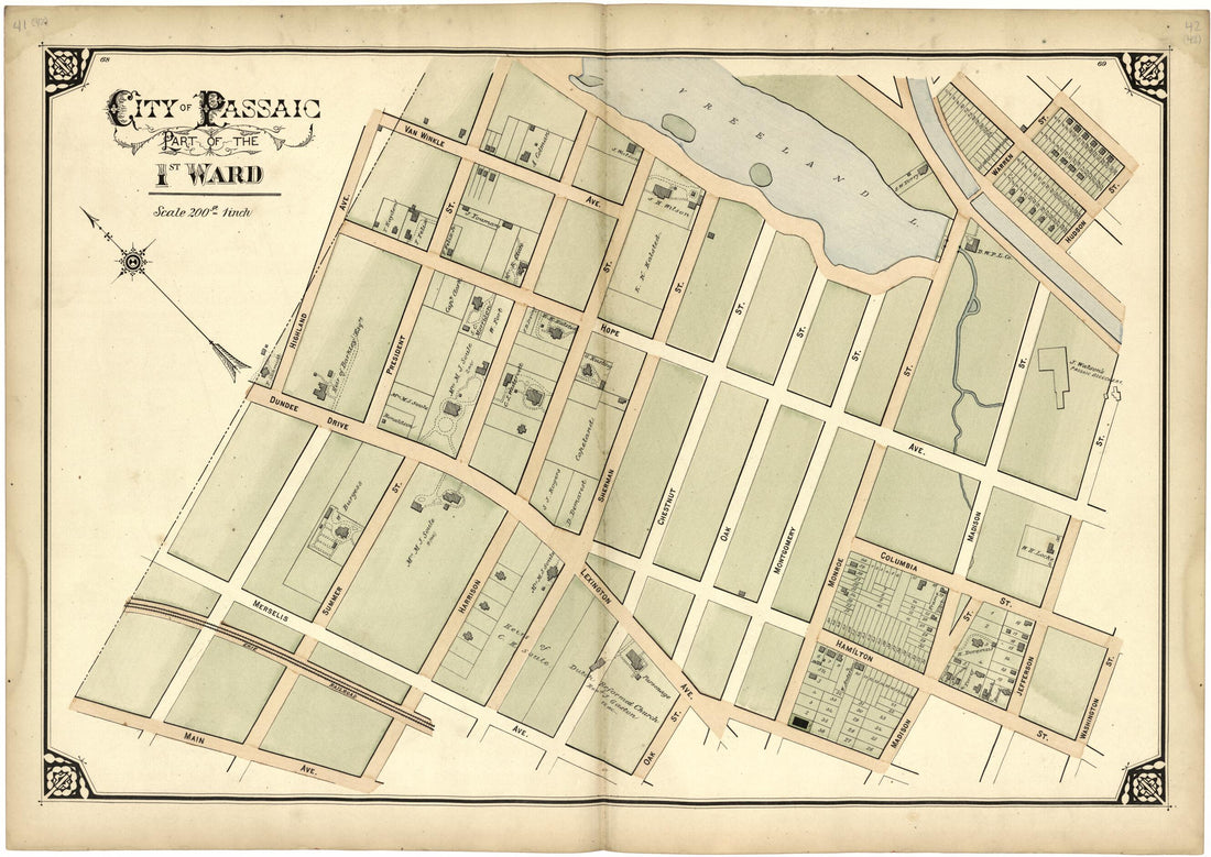 This old map of City of Passaic Part of the 1st Ward from Atlas of Passaic County, New Jersey from 1877 was created by  E.B. Hyde &amp; Co in 1877