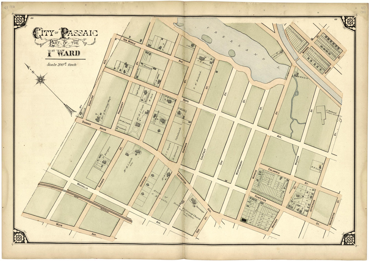 This old map of City of Passaic Part of the 1st Ward from Atlas of Passaic County, New Jersey from 1877 was created by  E.B. Hyde &amp; Co in 1877