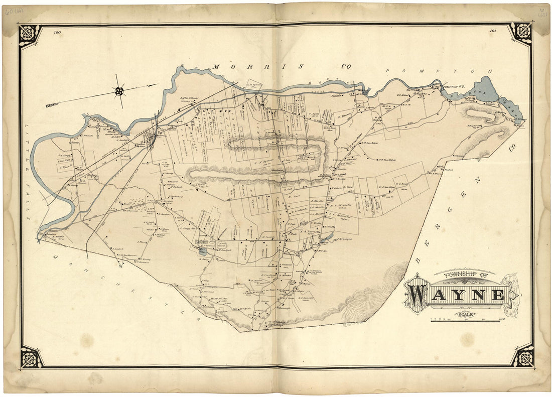 This old map of Township of Wayne from Atlas of Passaic County, New Jersey from 1877 was created by  E.B. Hyde &amp; Co in 1877