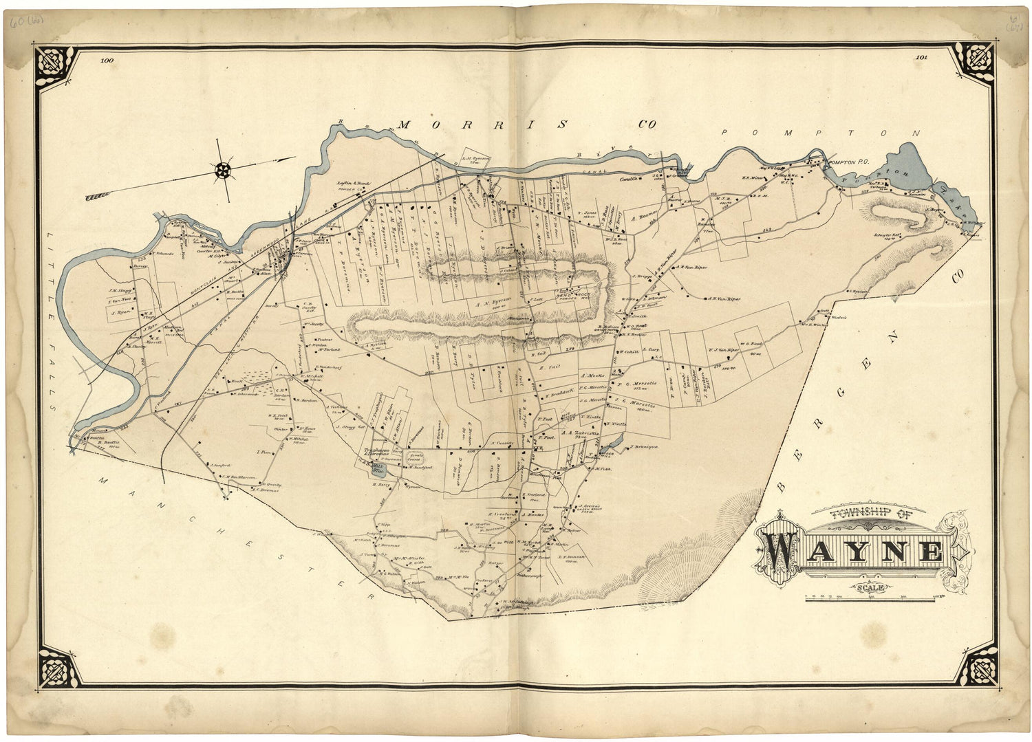 This old map of Township of Wayne from Atlas of Passaic County, New Jersey from 1877 was created by  E.B. Hyde &amp; Co in 1877