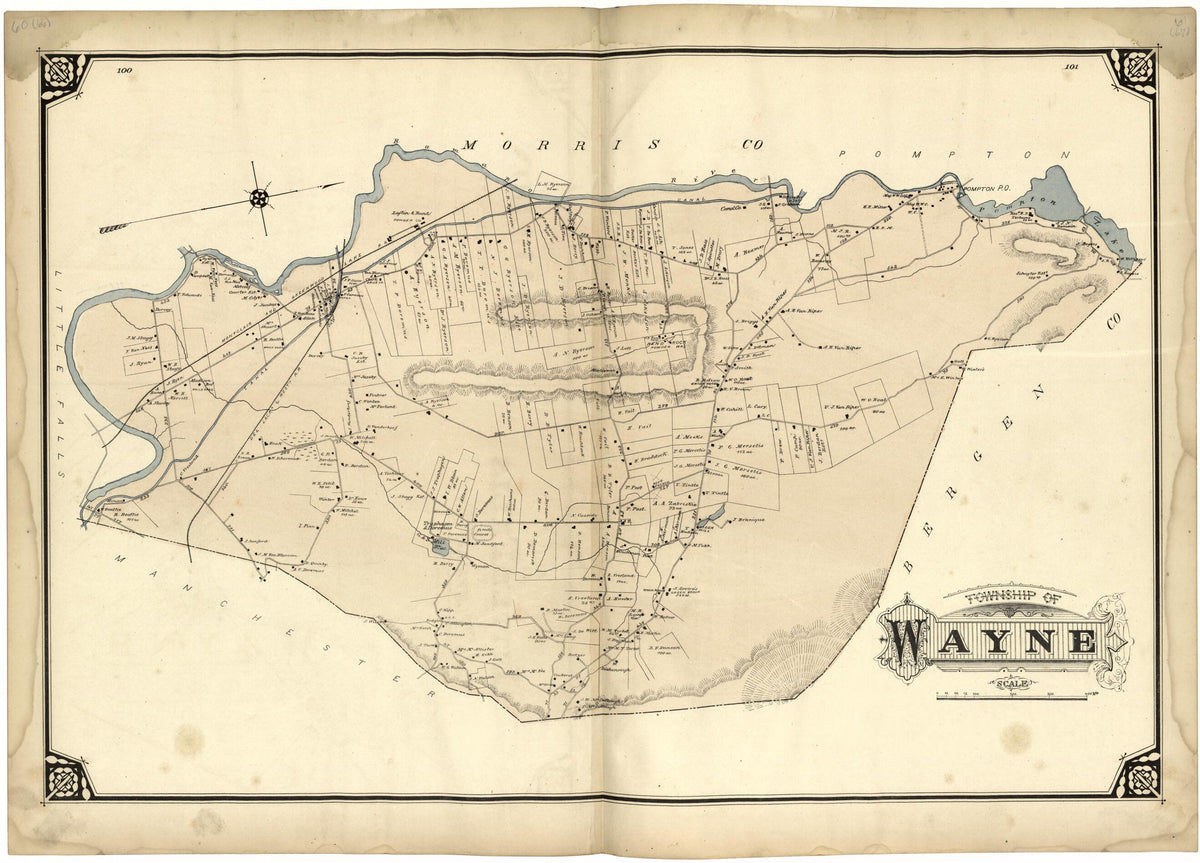 Township of Wayne from Atlas of Passaic County, New Jersey 1877 by Relic Map Company