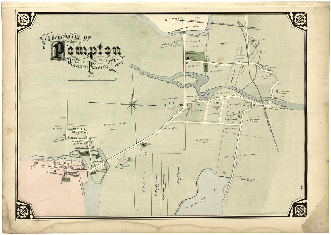 This old map of Village of Pompton from Atlas of Passaic County, New Jersey from 1877 was created by  E.B. Hyde &amp; Co in 1877