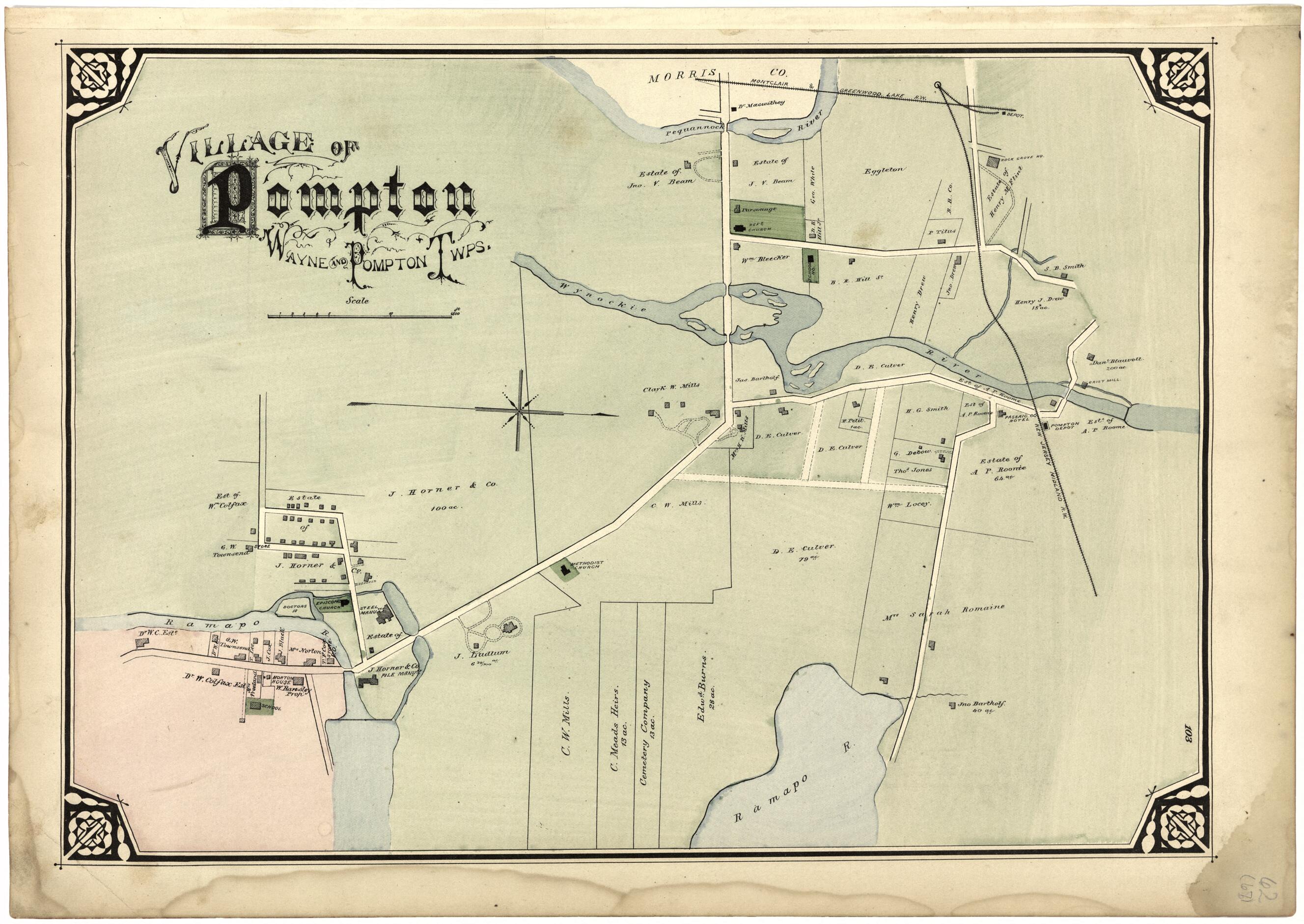 This old map of Village of Pompton from Atlas of Passaic County, New Jersey from 1877 was created by  E.B. Hyde &amp; Co in 1877