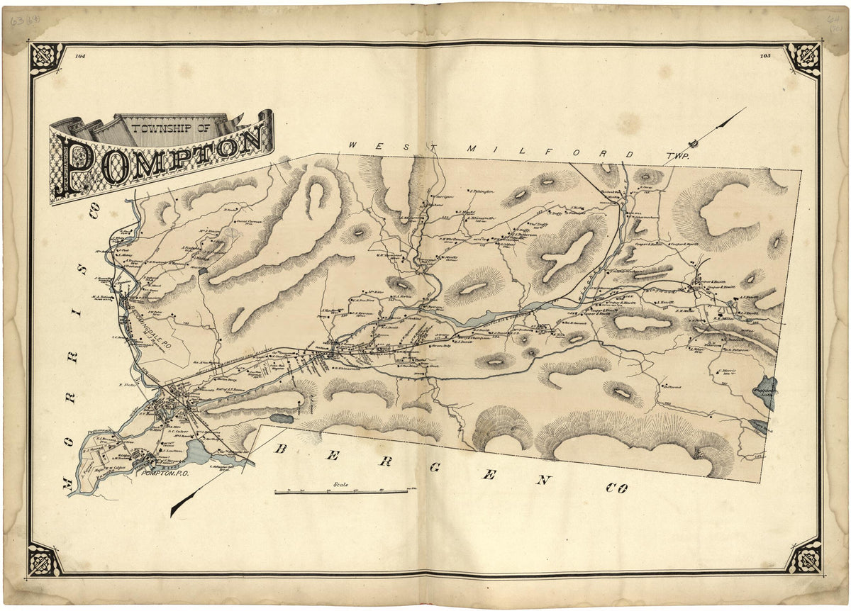 Township of Pompton from Atlas of Passaic County, New Jersey 1877 by Relic Map Company