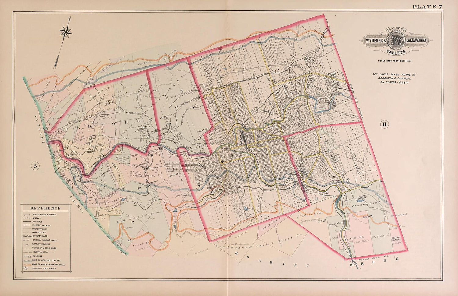 This old map of Wyoming and Lackawanna Valleys, Plate 7 from Baist&