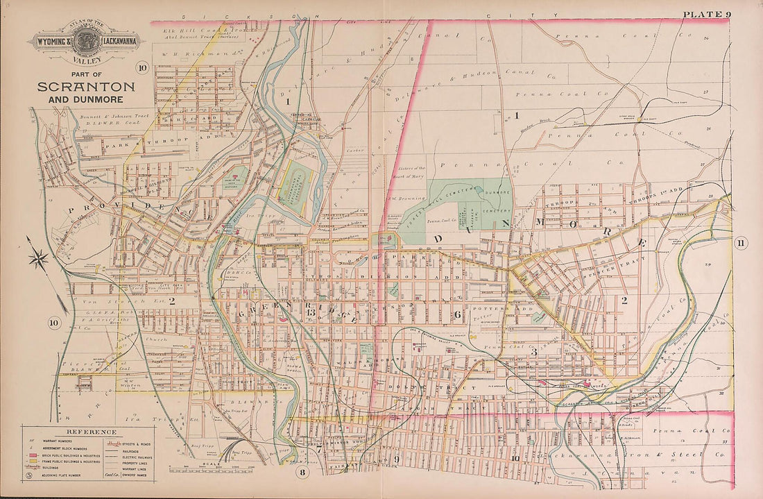 This old map of Part of Scranton and Dunmore, Plate 9 from Baist&