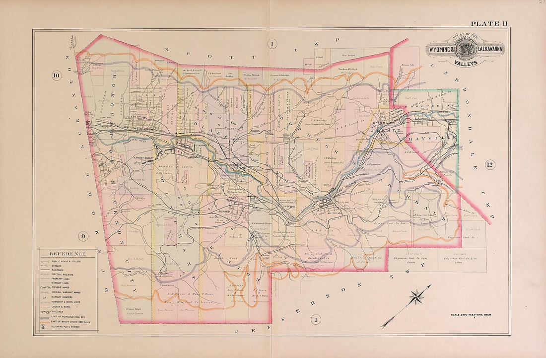 This old map of Wyoming and Lackawanna Valleys, Plate 11 from Baist&