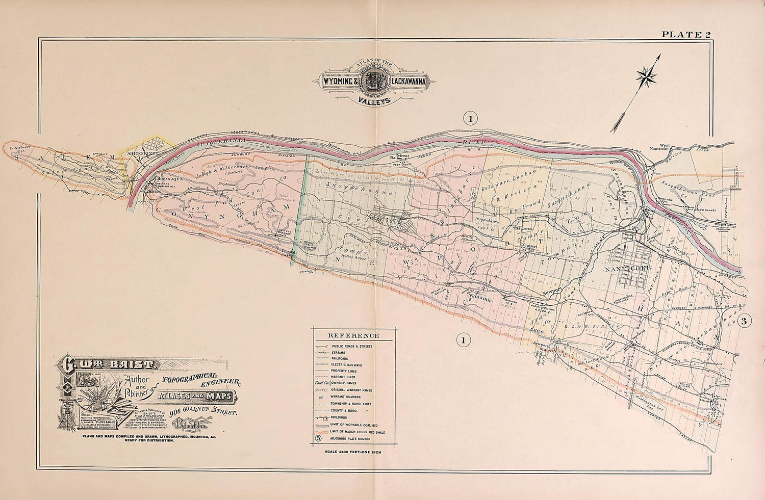 This old map of Wyoming and Lackawanna Valleys, Plate 2 from Baist&