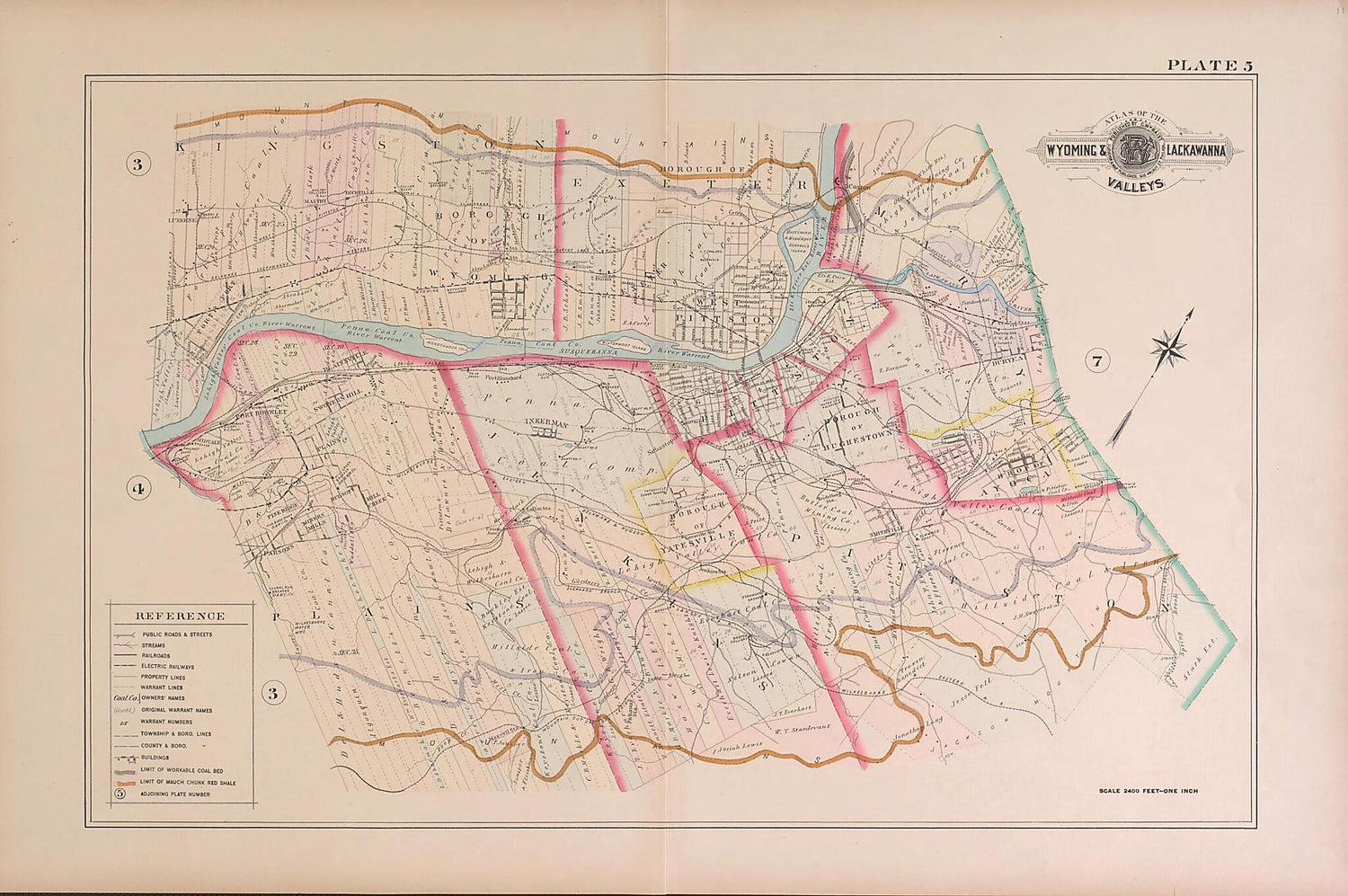 This old map of Wyoming and Lackawanna Valleys, Plate 5 from Baist&