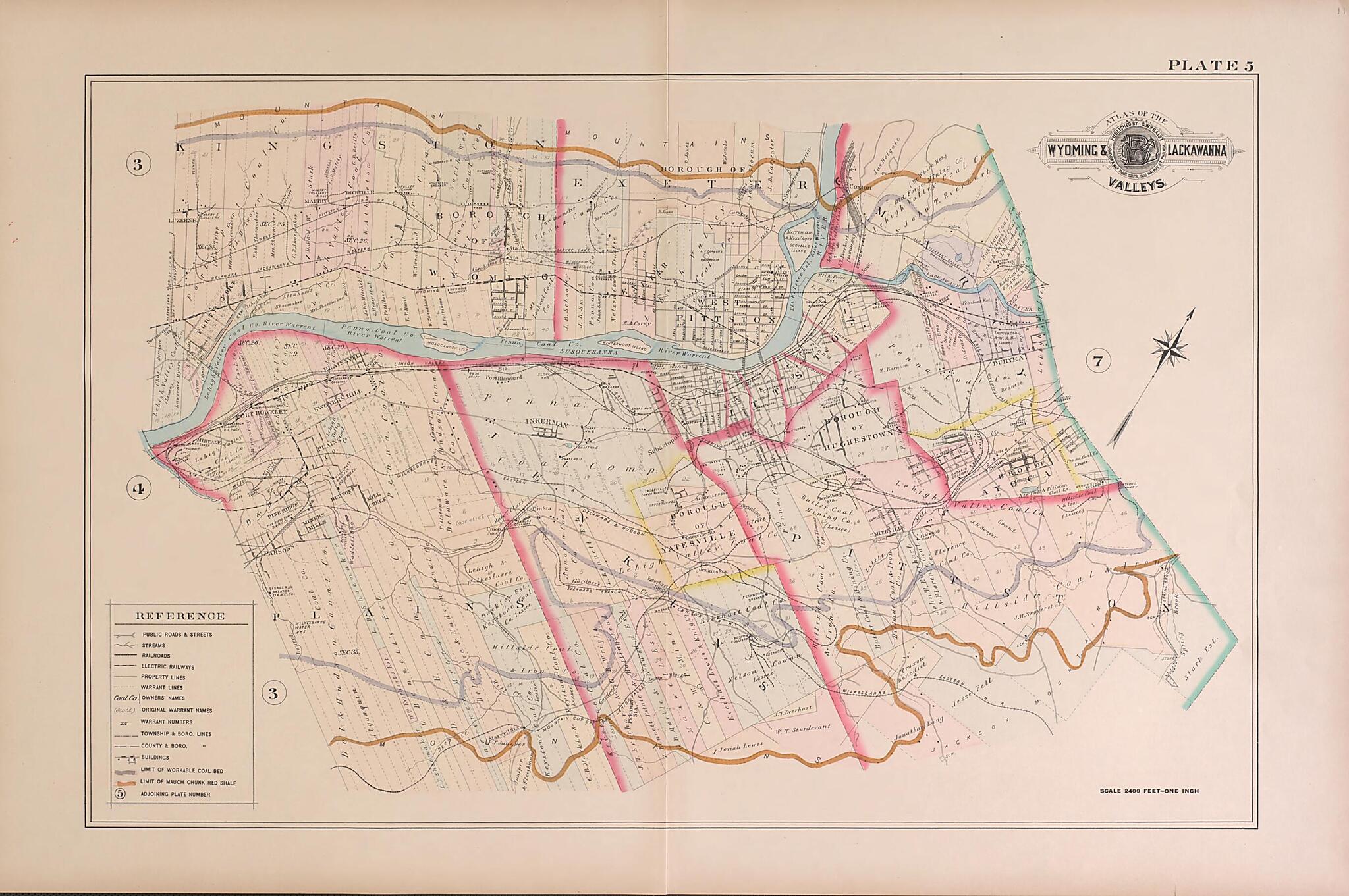 This old map of Wyoming and Lackawanna Valleys, Plate 5 from Baist&