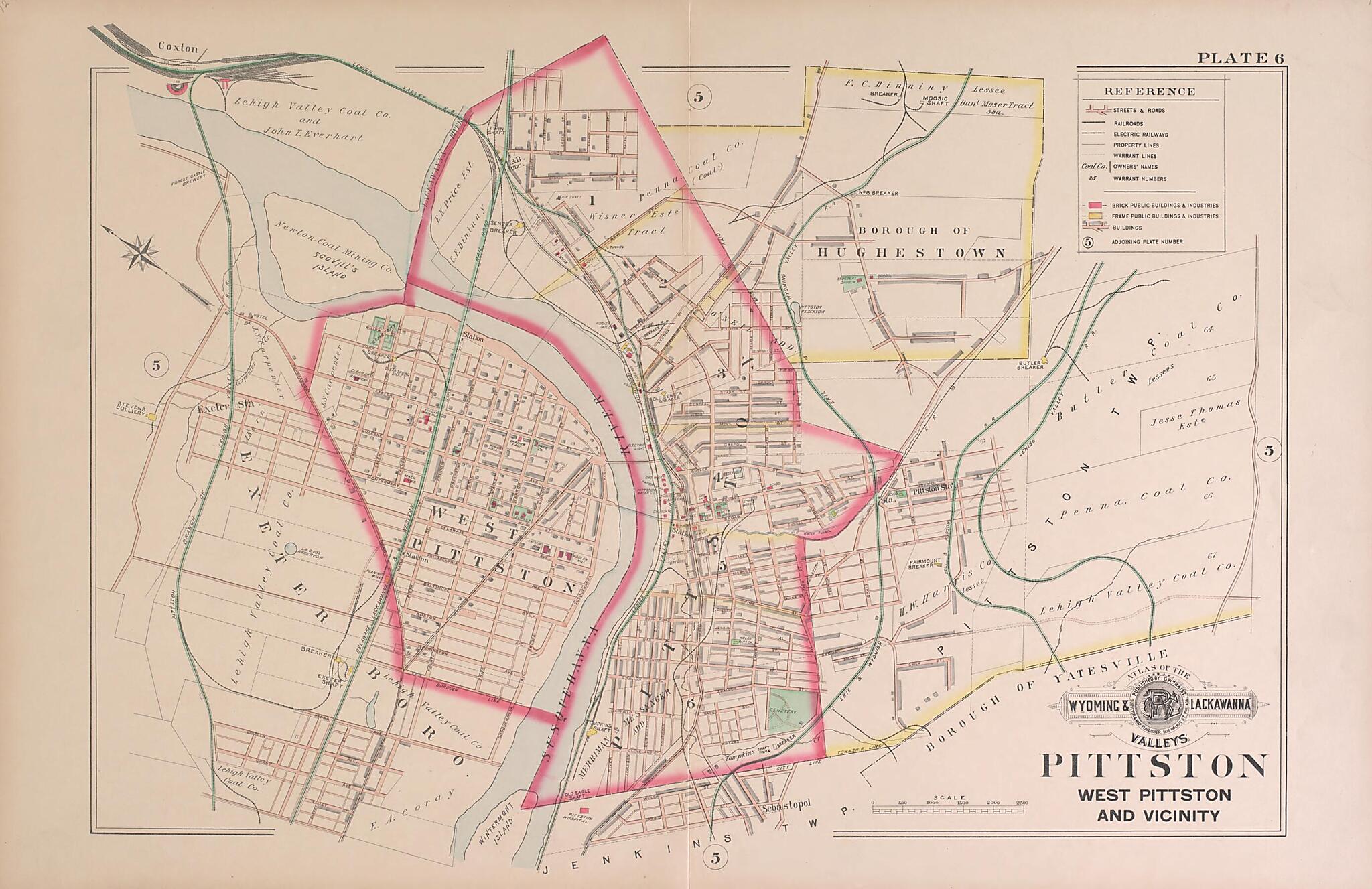 This old map of Pittston, Plate 6 from Baist&