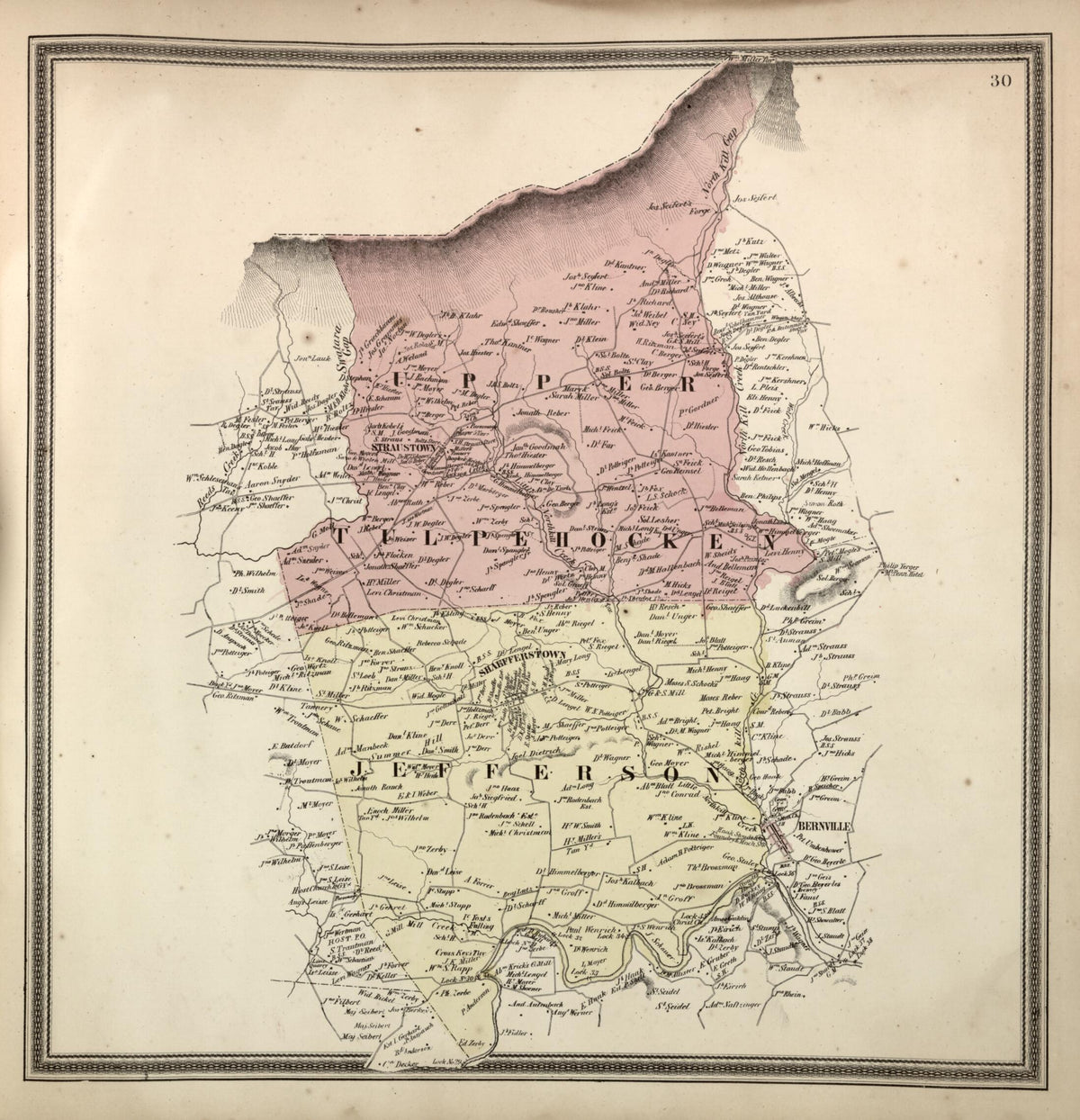 Jefferson and Tulpehocken, Upper Townships from Berks County 1862 by Relic Map Company