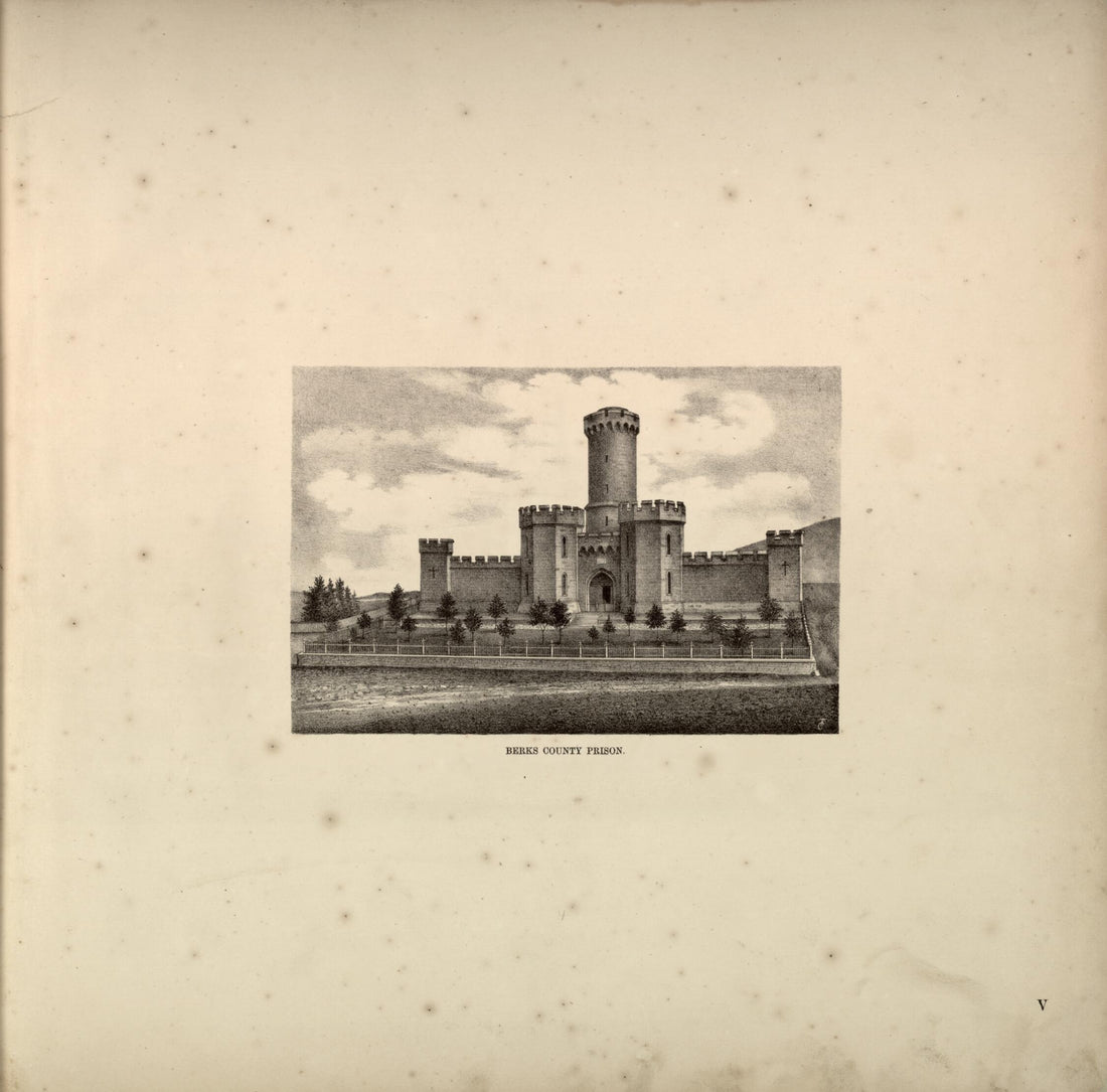 This old map of Berks County Prison from Berks County from 1862 was created by L. Fagan in 1862