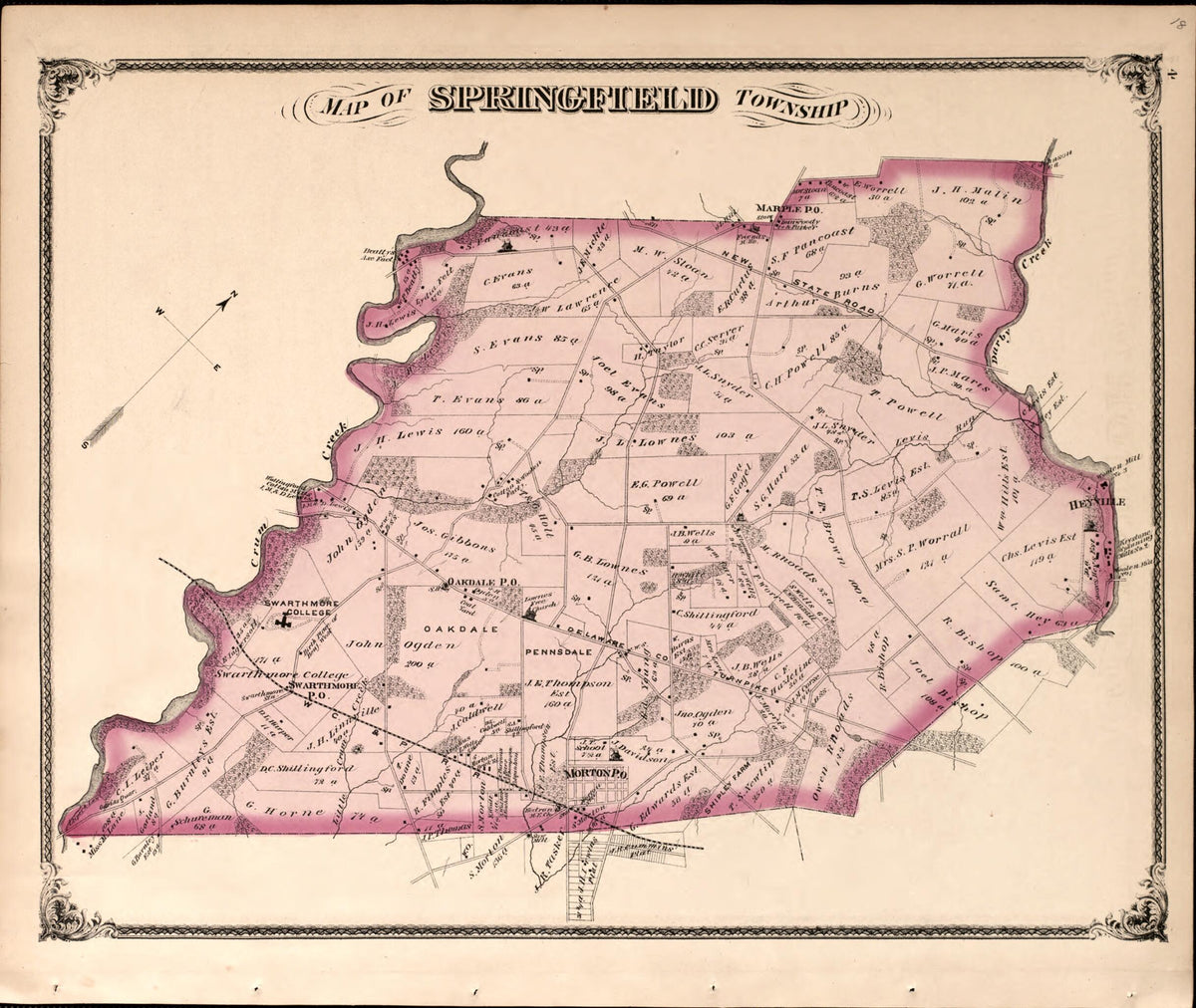 Map of Springfield Township from New Historical Atlas of Delaware Co., Pennsylvania : 1875 by Relic Map Company