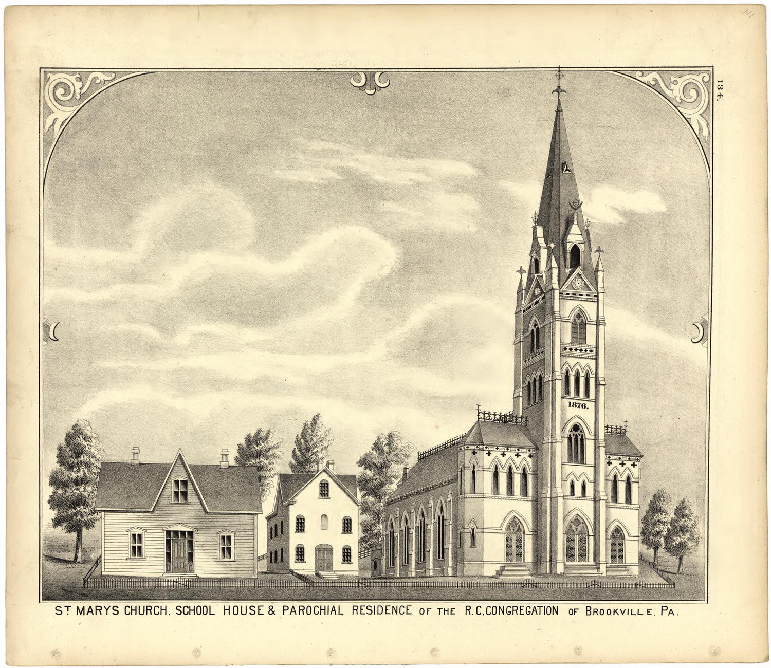 This old map of St. Marys Church , School House &amp; Parochial Residence of the R.C. Congregation from Caldwell&