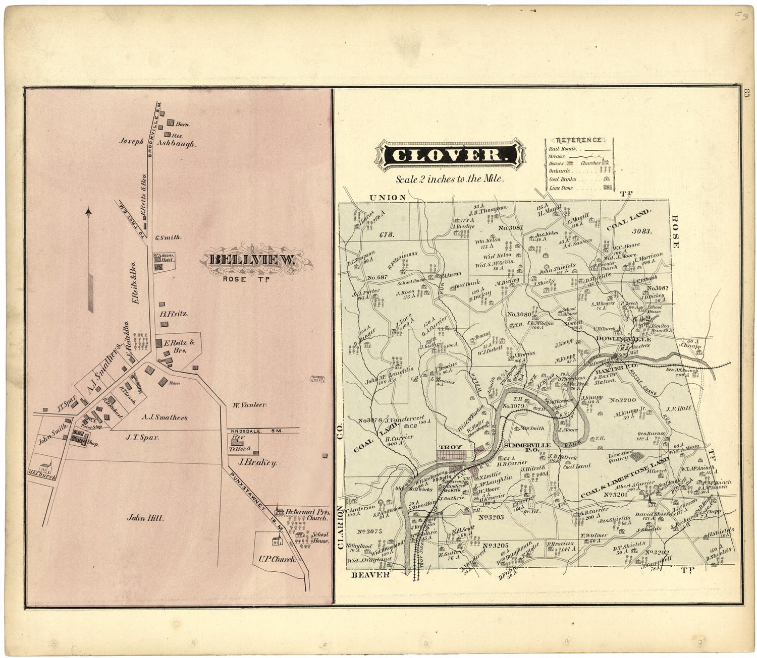 This old map of Clover from Caldwell&