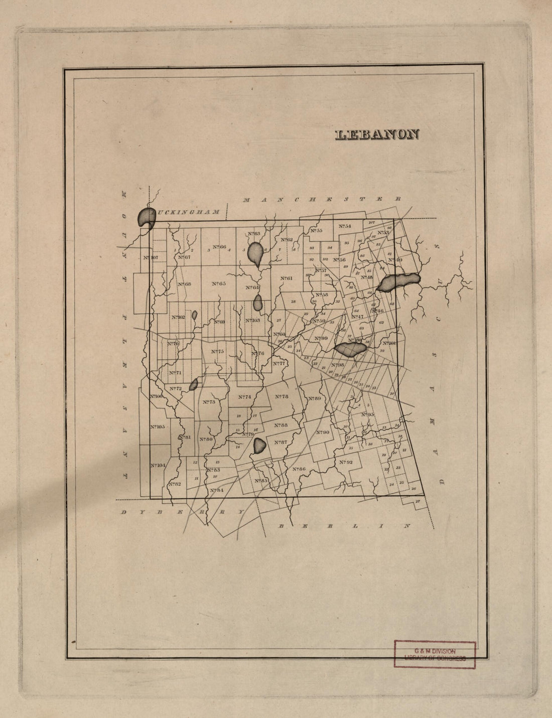 This old map of Lebanon from Warrantee Landholdings In the Townships of Wayne County, Pa., Ca. from 1828-1835 from 1828 was created by Phineas Eldridge Hamm in 1828