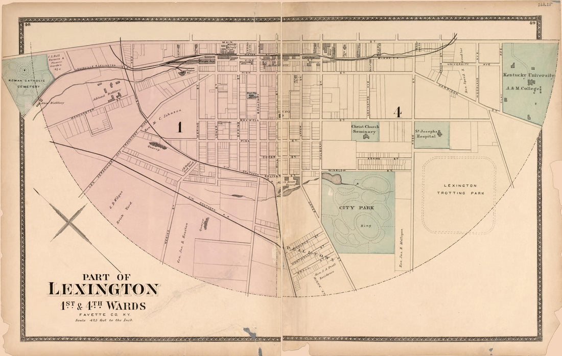 This old map of Part of Lexington - 2 from Atlas of Bourbon, Clark, Fayette, Jessamine and Woodford Counties, Kentucky from 1877 was created by  D.G. Beers &amp; Co in 1877