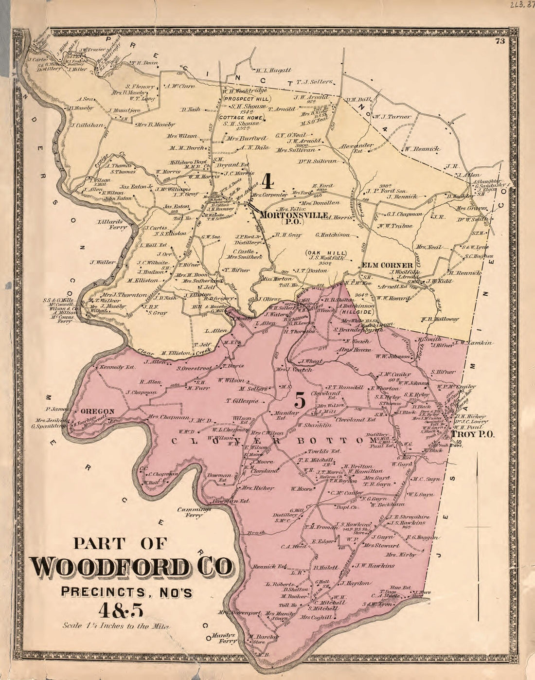 This old map of Part of Woodford Co. - 2 from Atlas of Bourbon, Clark, Fayette, Jessamine and Woodford Counties, Kentucky from 1877 was created by  D.G. Beers &amp; Co in 1877