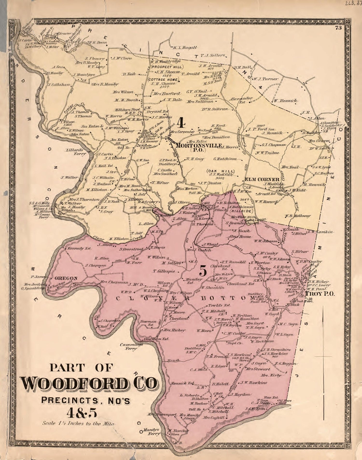 This old map of Part of Woodford Co. - 2 from Atlas of Bourbon, Clark, Fayette, Jessamine and Woodford Counties, Kentucky from 1877 was created by  D.G. Beers &amp; Co in 1877
