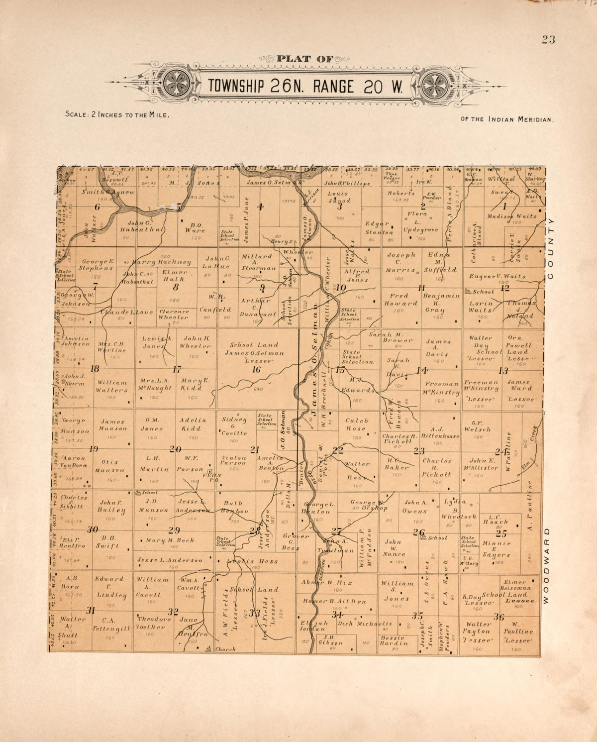 Township 26 Range 20 W from Plat Book of Harper County, Oklahoma 1910 by Relic Map Company