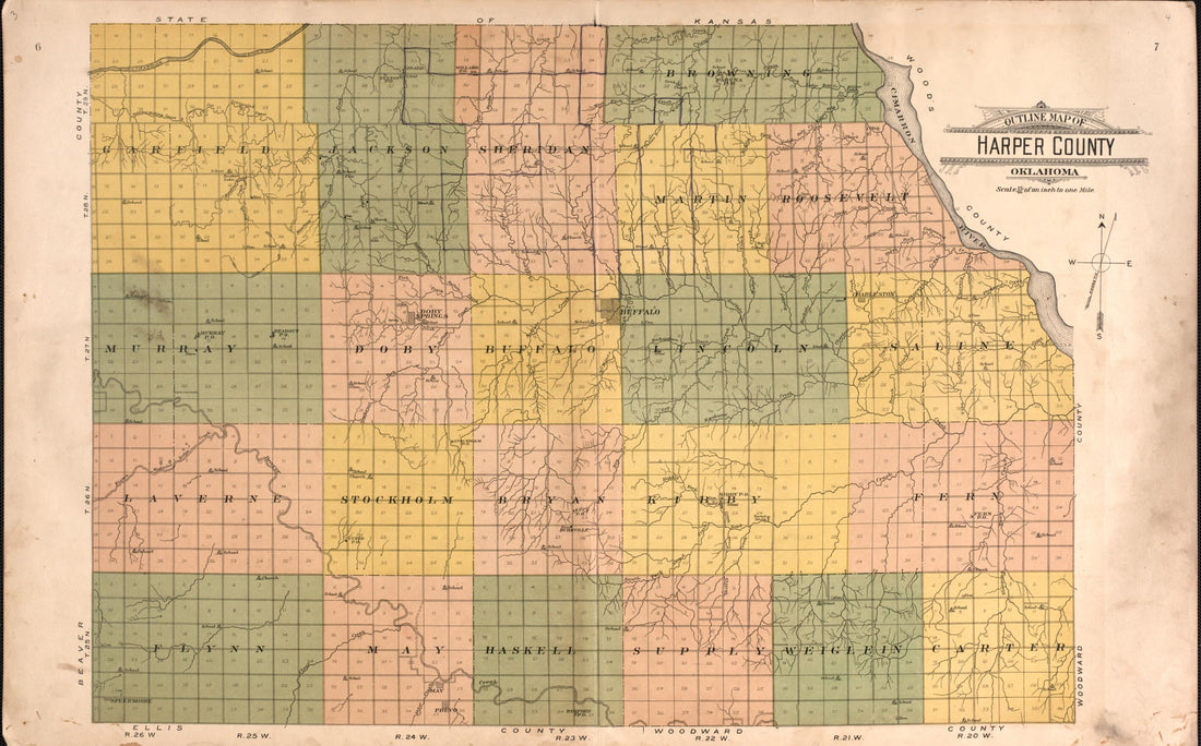 This old map of Outline Map of Harper County from Plat Book of Harper County, Oklahoma from 1910 was created by Kan.) Western Publishing Co. (Ashland in 1910