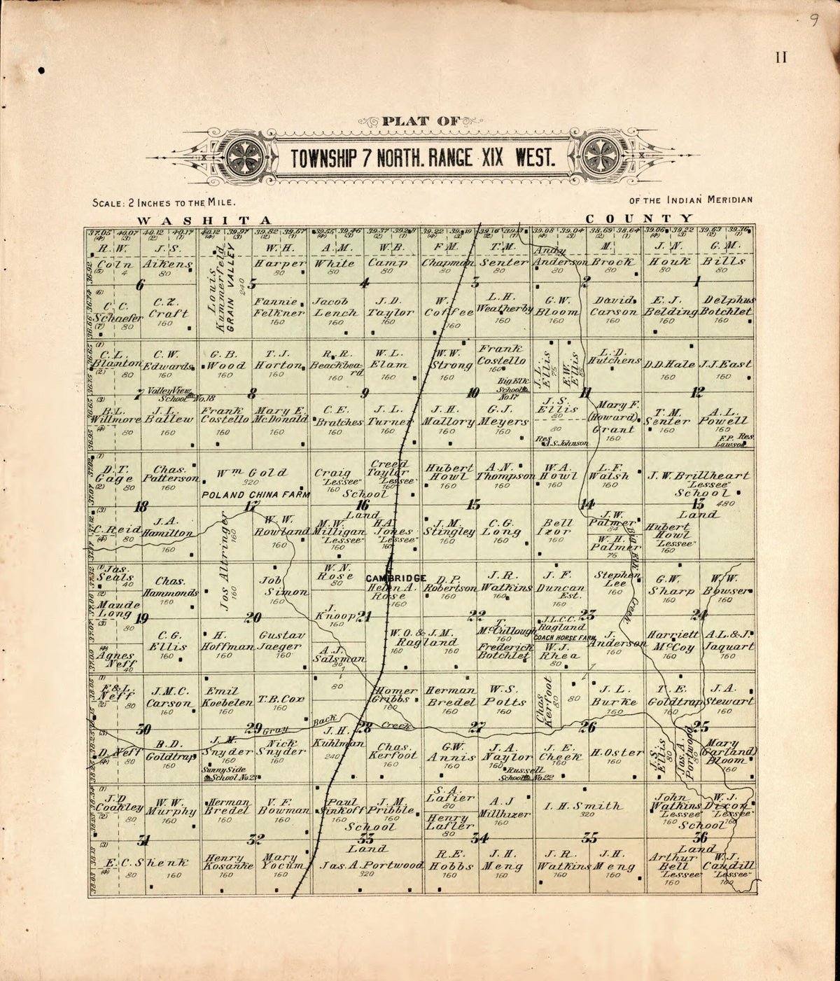Township 7 North Range XIX West from Plat Book of Kiowa County, Oklahoma 1913 by Relic Map Company