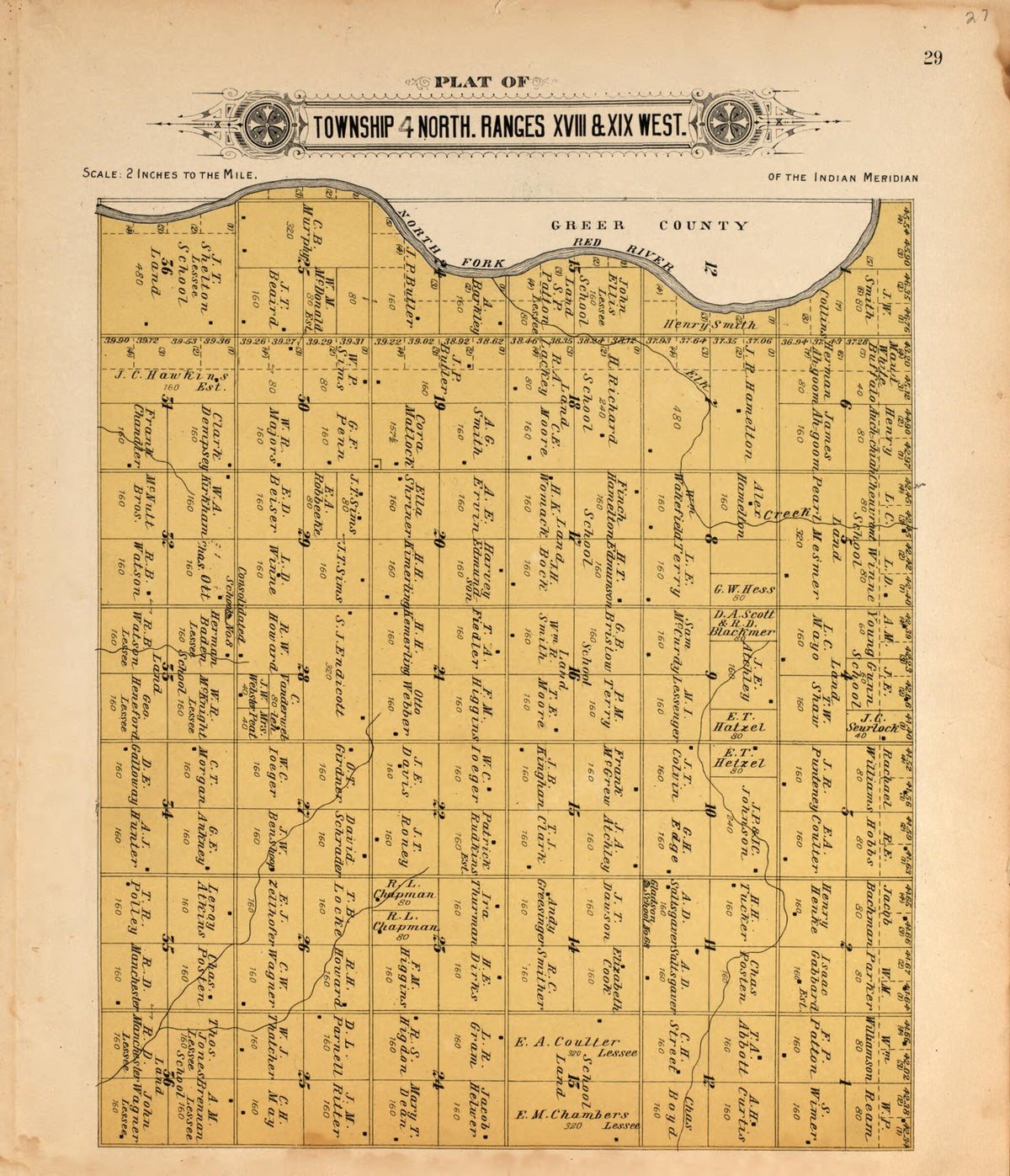 Township 4 North Range XVII and XIX West from Plat Book of Kiowa County, Oklahoma 1913 by Relic Map Company