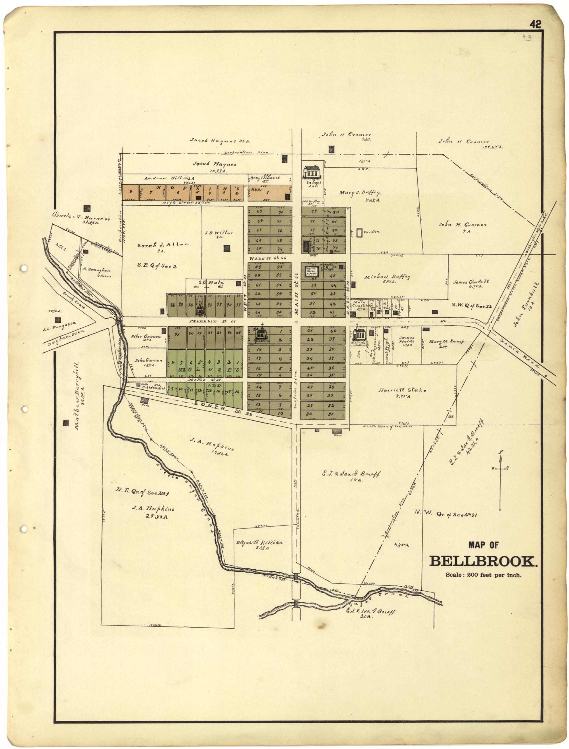 Map of Bellbrook from Riddell's Atlas of Greene County, Ohio : from ...