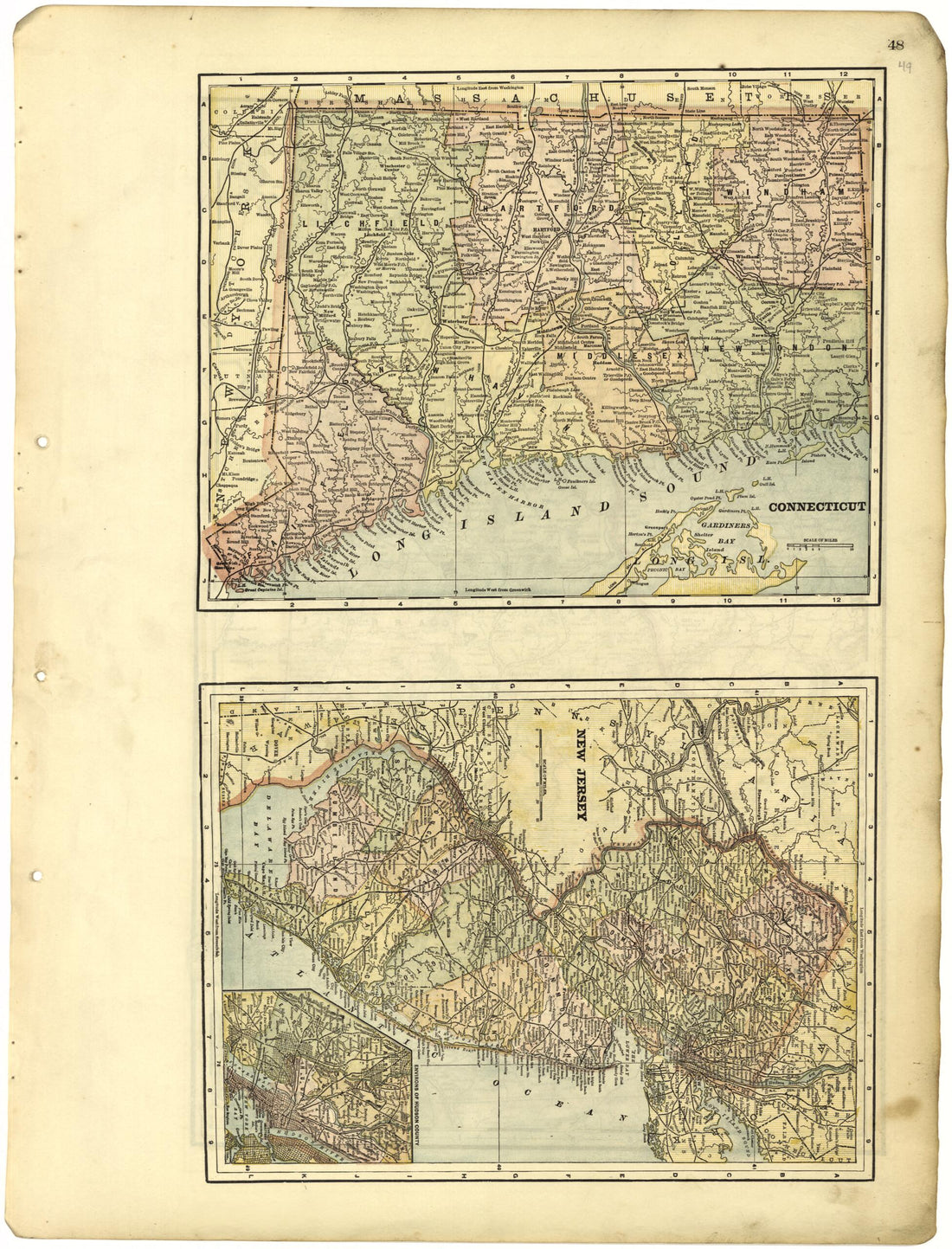 This old map of Connecticut; New Jersey from Riddell&