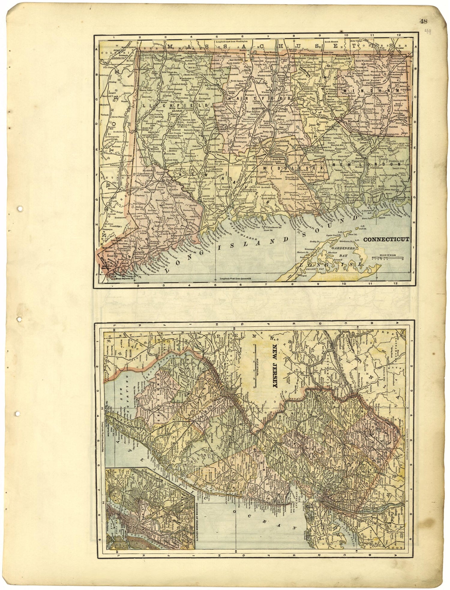 This old map of Connecticut; New Jersey from Riddell&