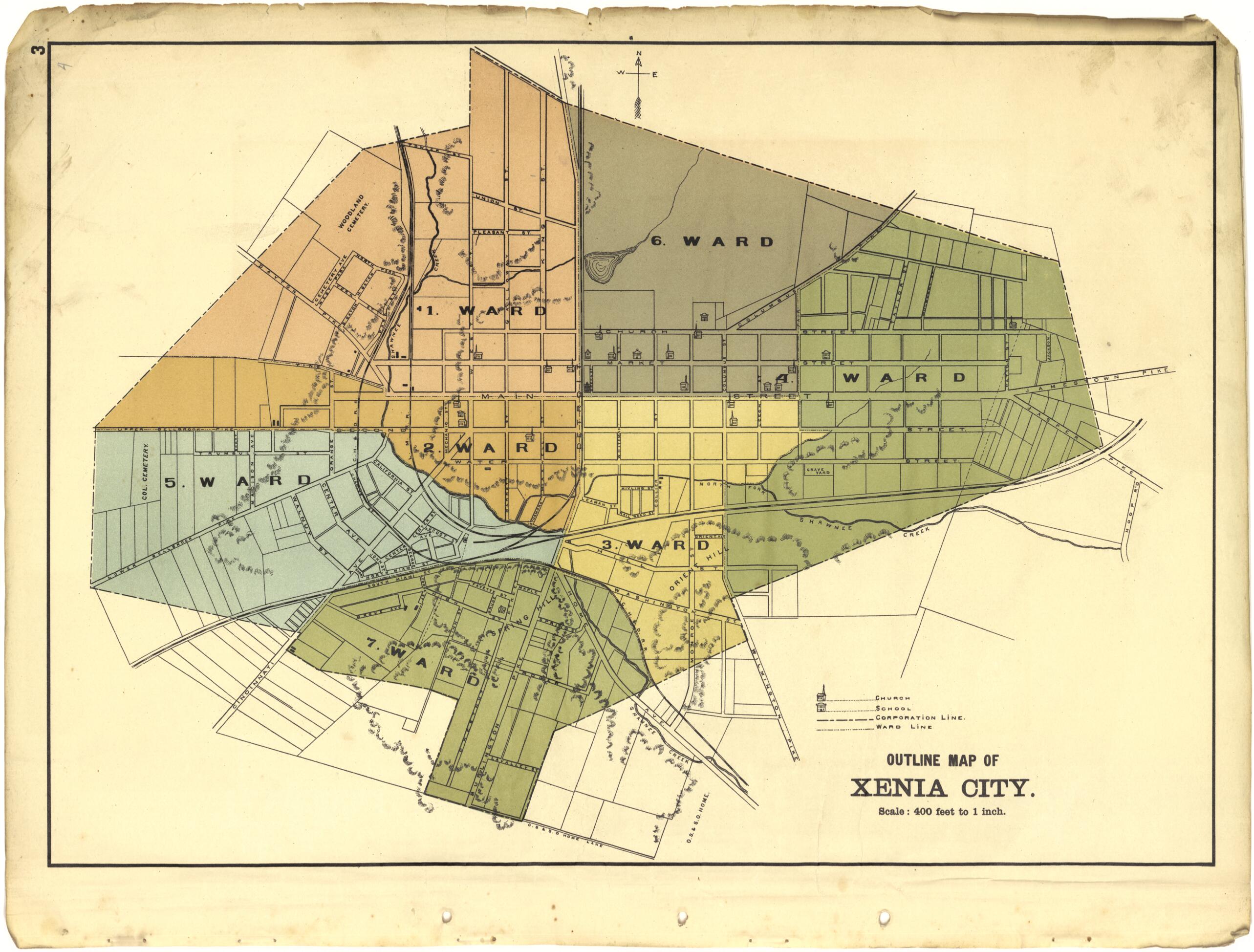 This old map of Outline Map of Xenia City from Riddell&